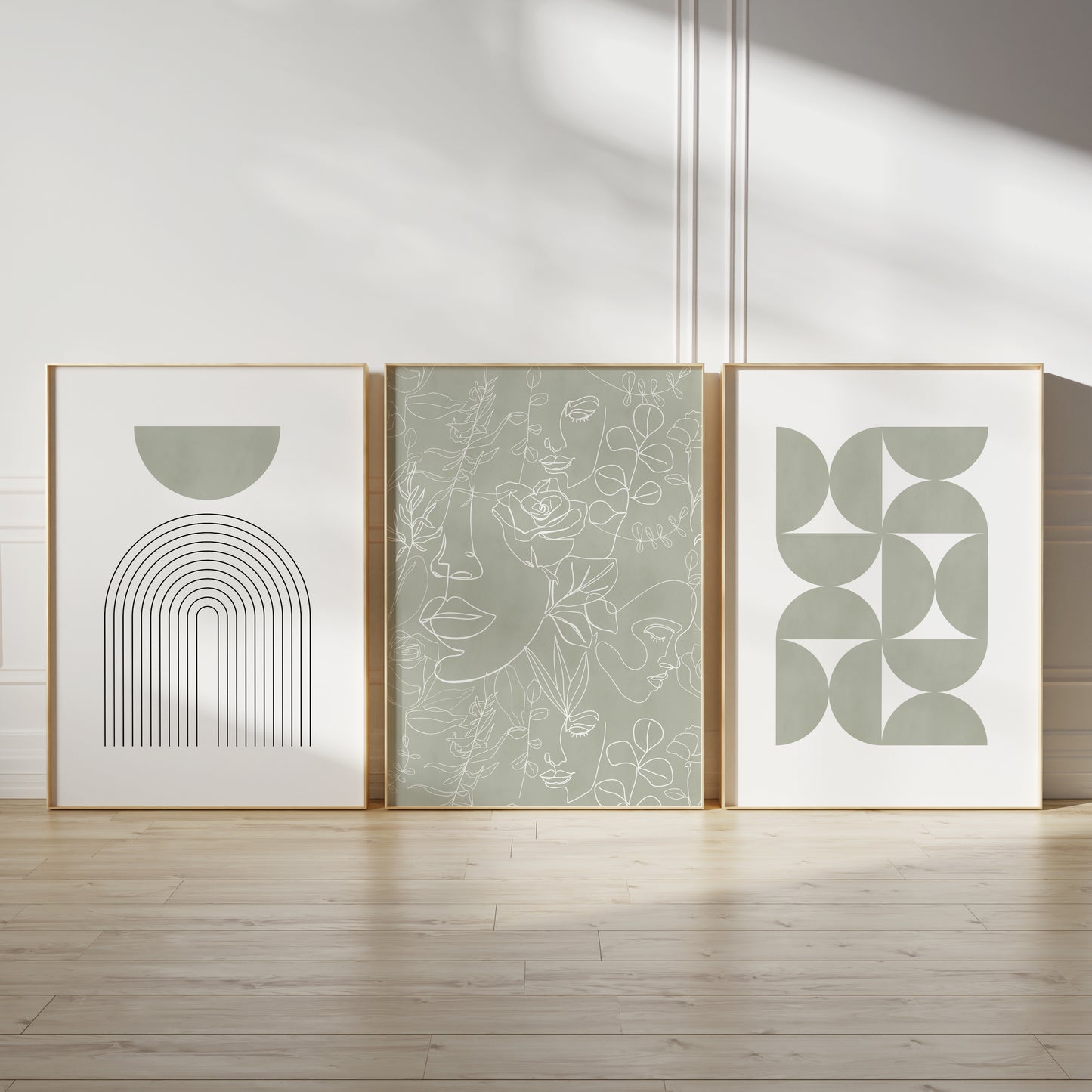 Set of 3 Green Bedroom Wall Art Prints