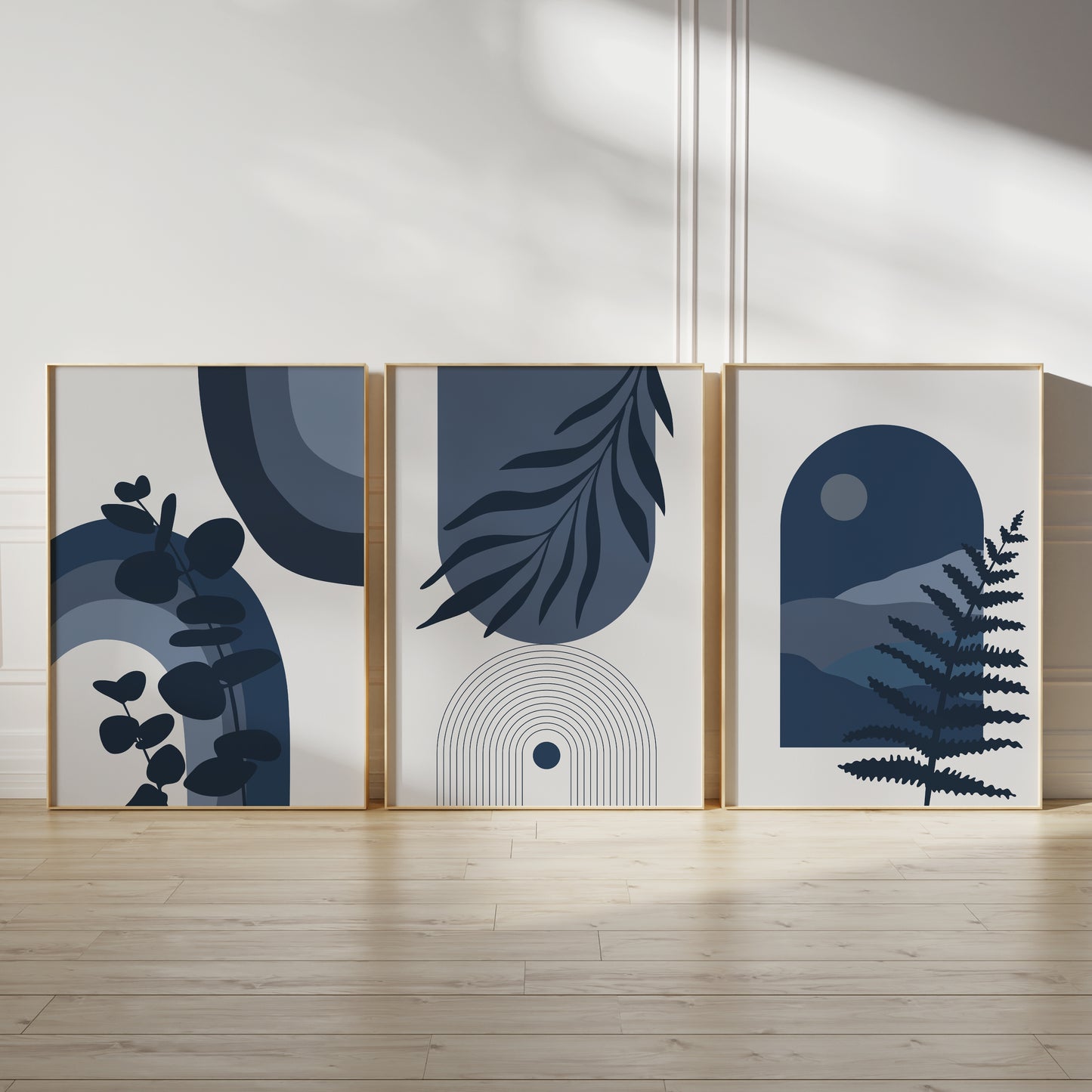 Set of 3 Blue Boho Wall Art Prints