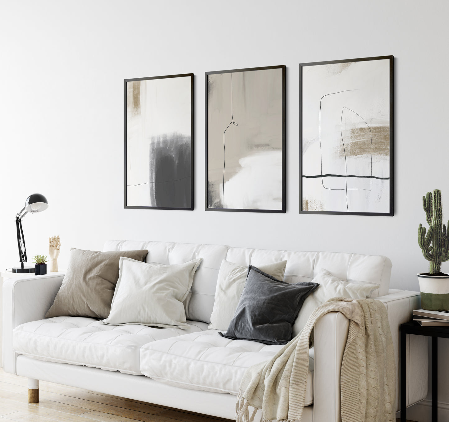 Set of 3 Neutral Abstract Wall Art Prints