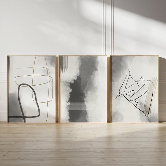 Set of 3 Modern Abstract Wall Art Prints