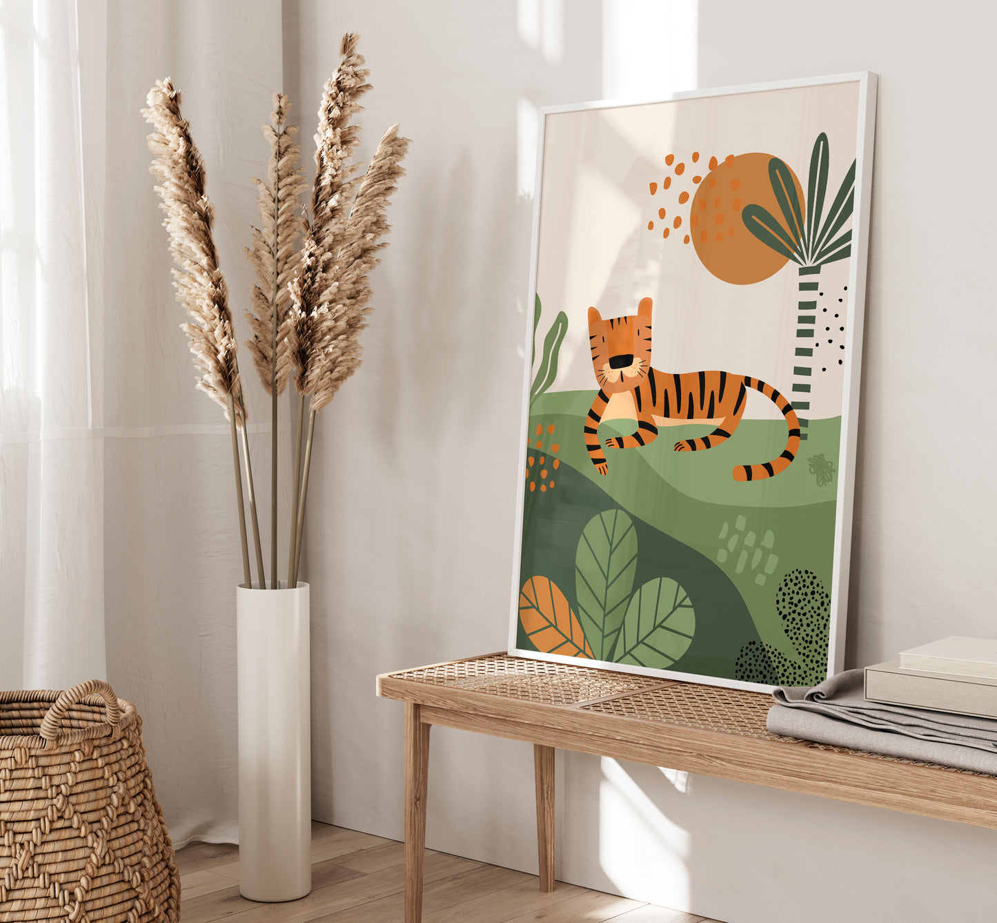 Set of 3 Green & Orange Safari Nursery Wall Prints