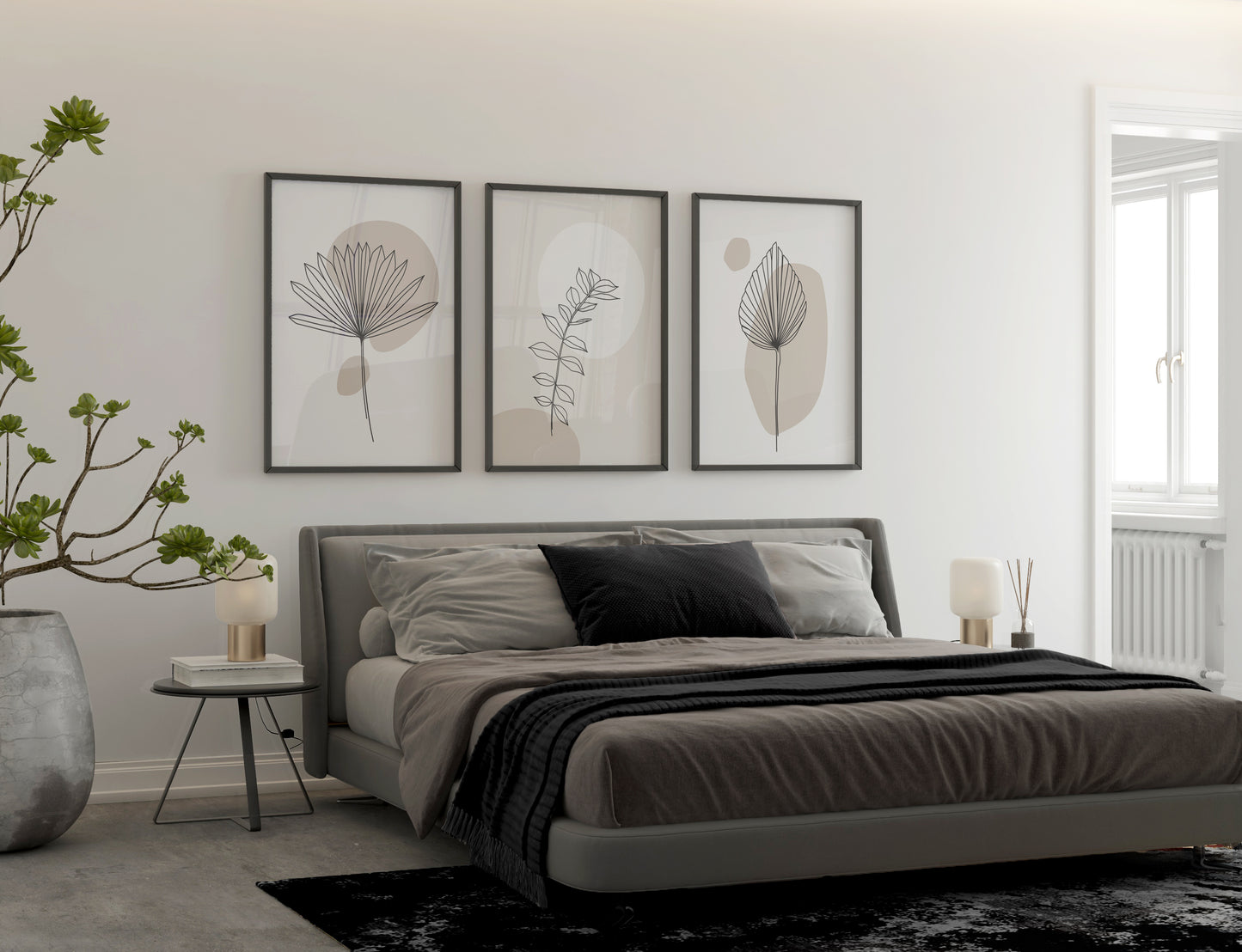 Set of 3 Neutral Botanical Wall Prints