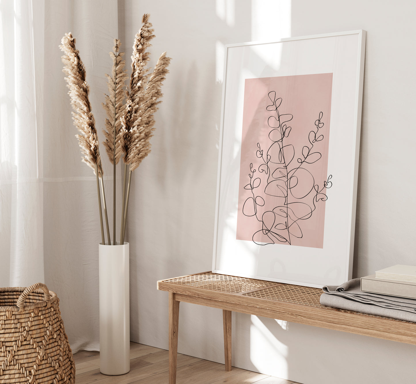 Set of 3 Pink Botanical Wall Art Prints