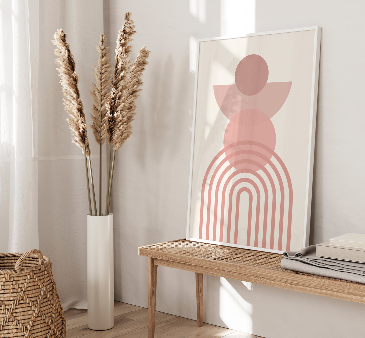 Set of 3 Pink Boho Abstract Wall Art Prints
