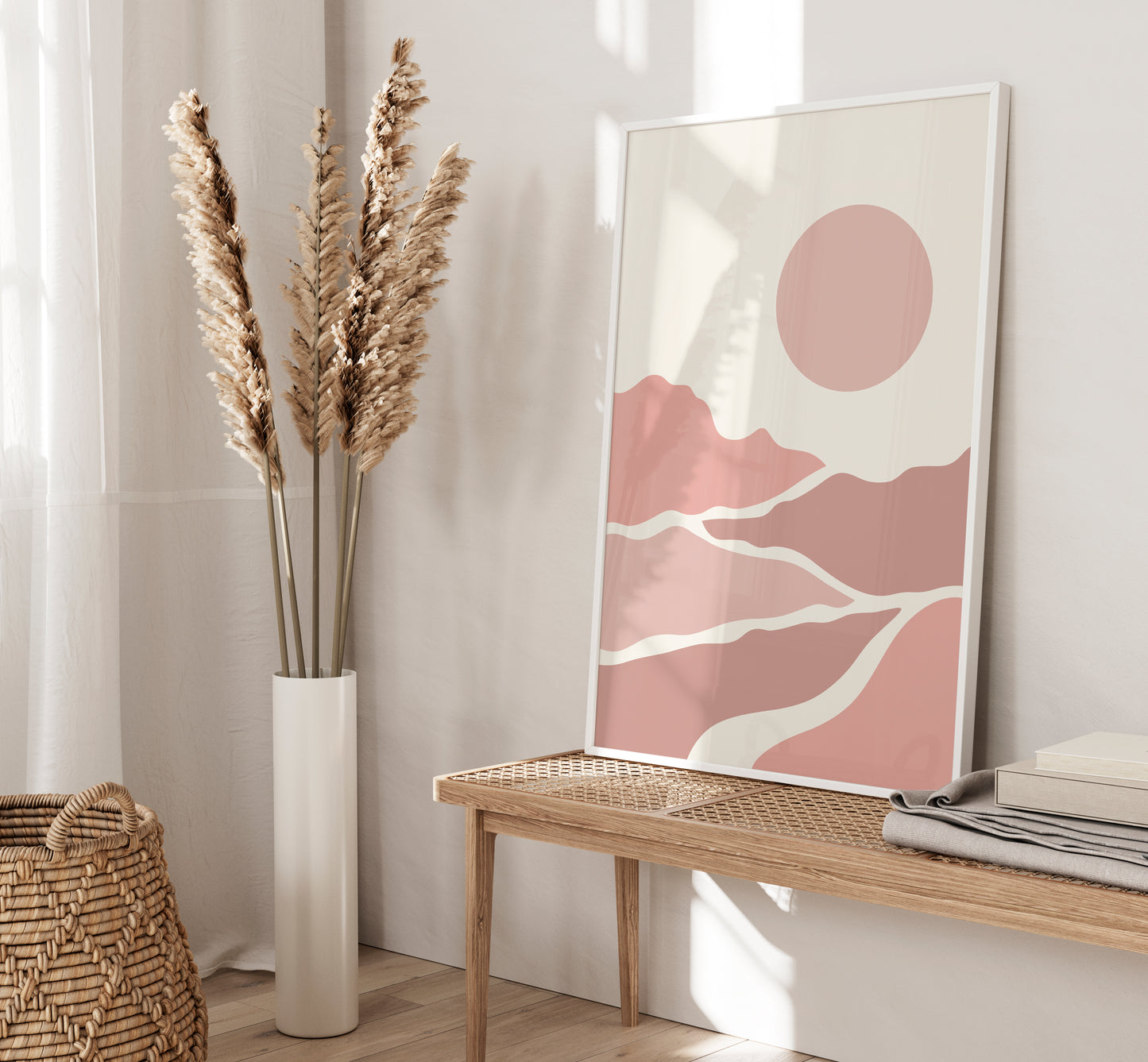 Set of 3 Pink Boho Abstract Wall Art Prints