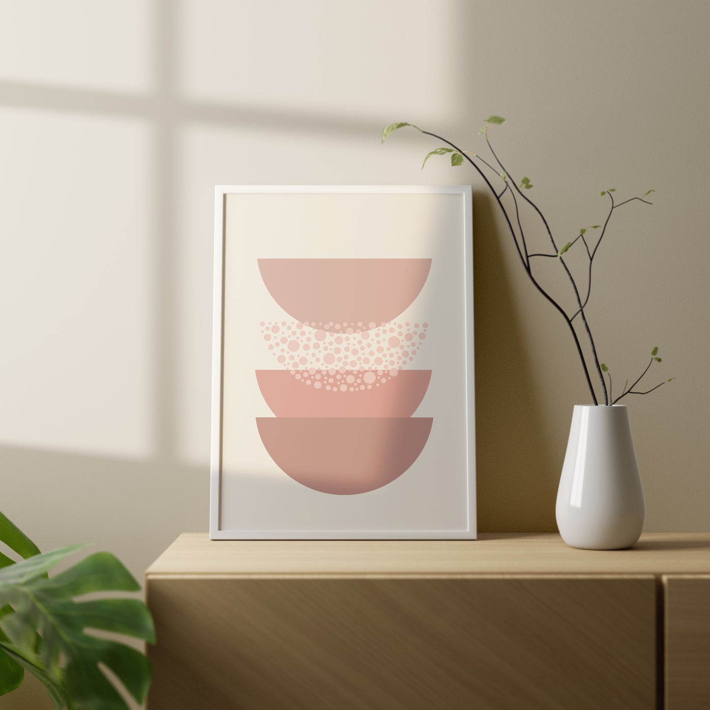 Set of 3 Pink Boho Abstract Wall Art Prints