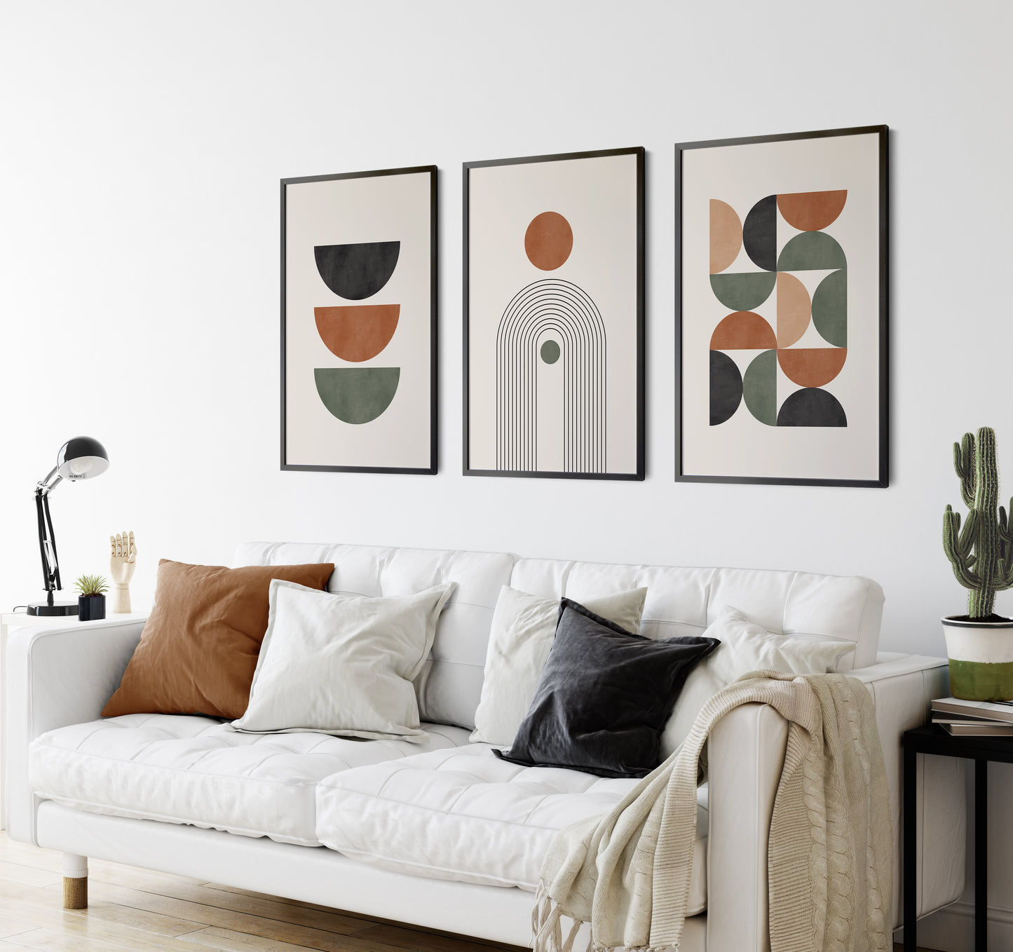 Set of 3 Green & Terracotta Boho Wall Prints