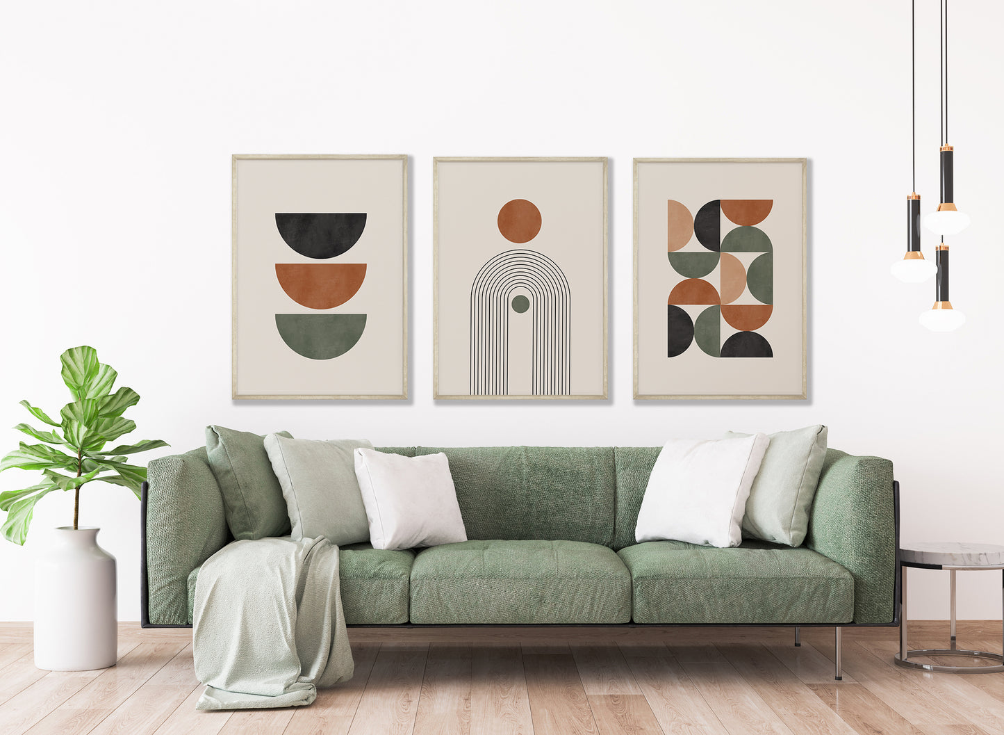 Set of 3 Green & Terracotta Boho Wall Prints