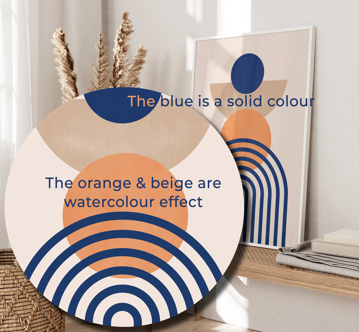 Set of 3 Blue & Orange Boho Wall Art Prints