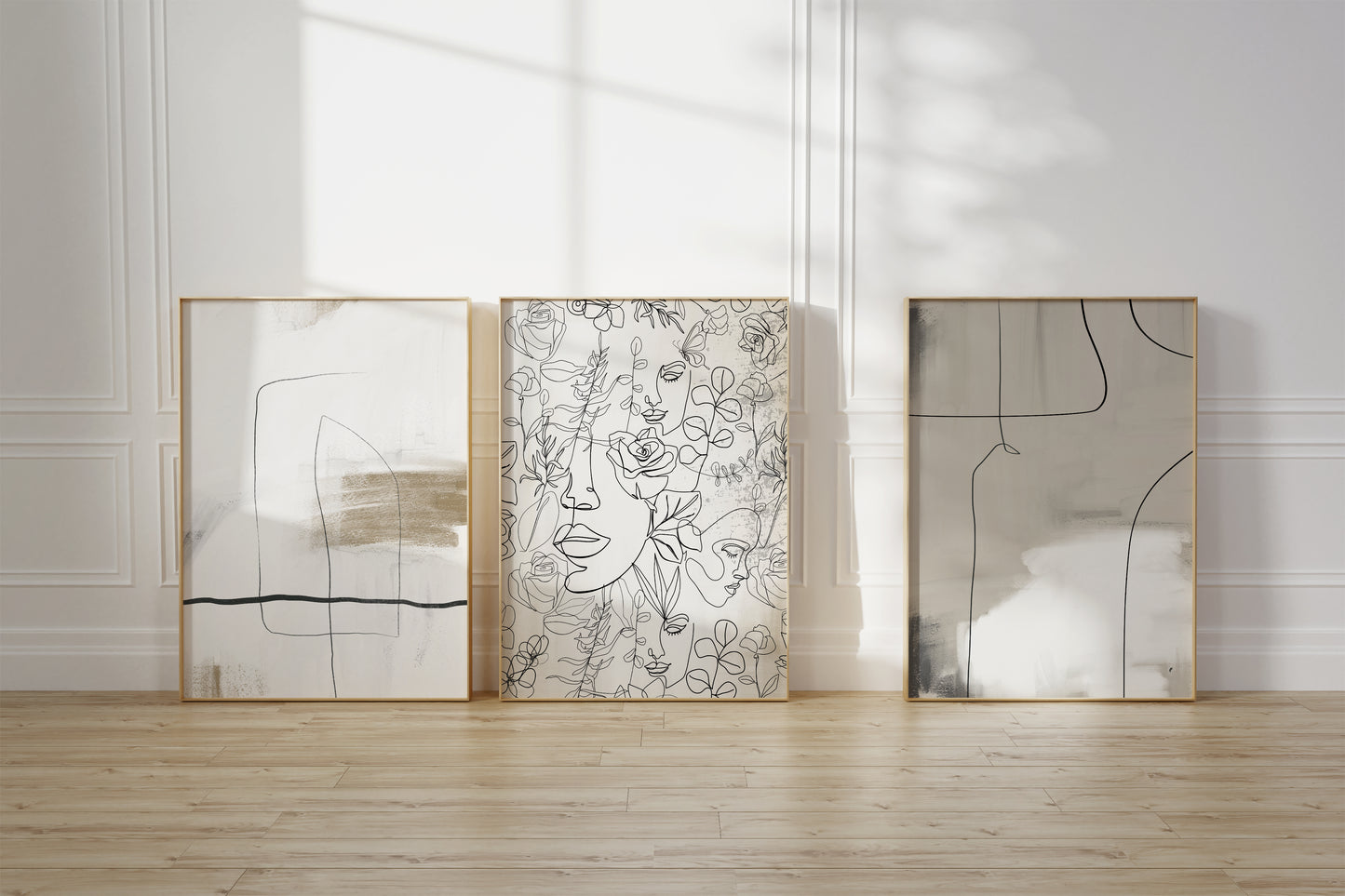 Set of 3 Neutral Modern Abstract Wall Art Prints