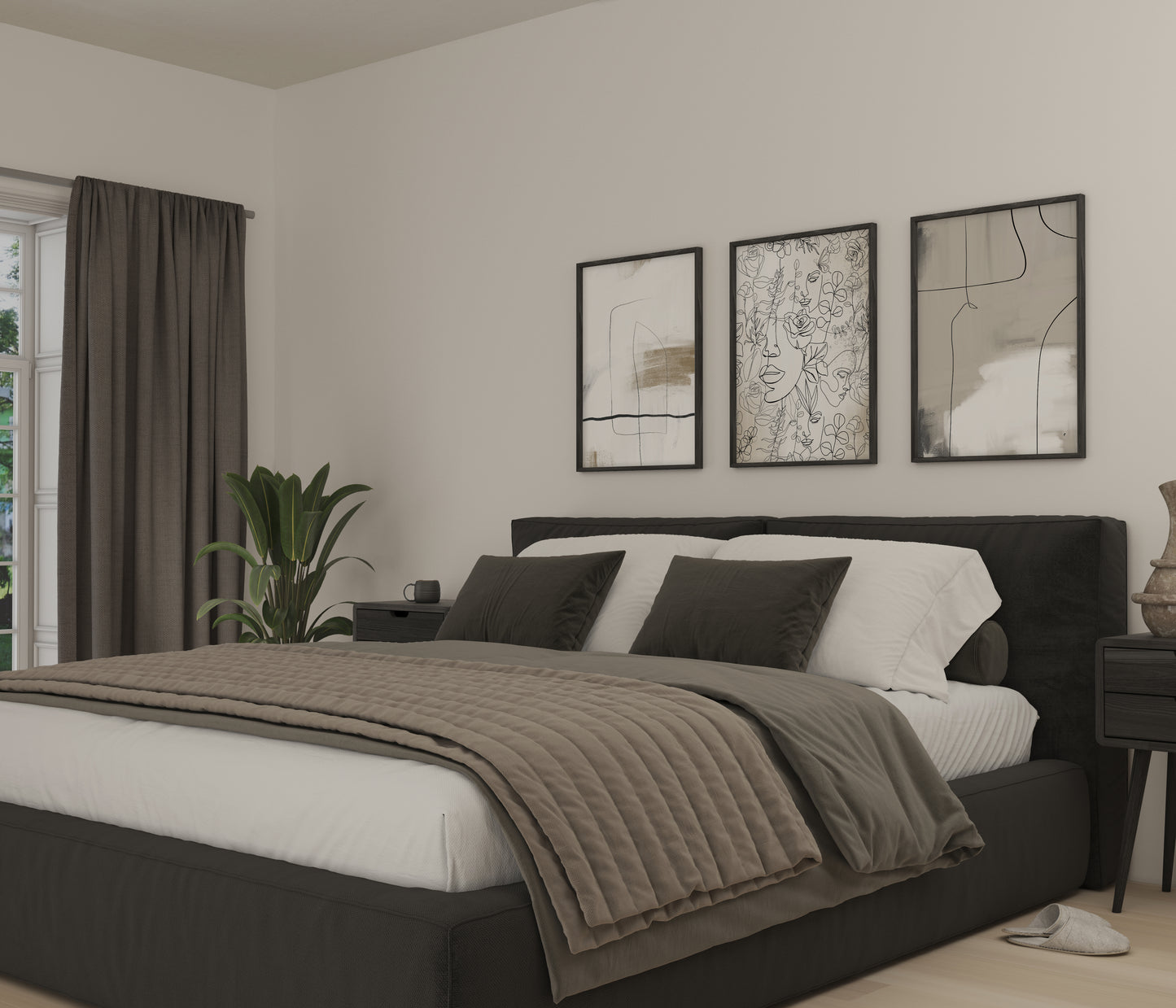 Set of 3 Neutral Modern Abstract Wall Art Prints