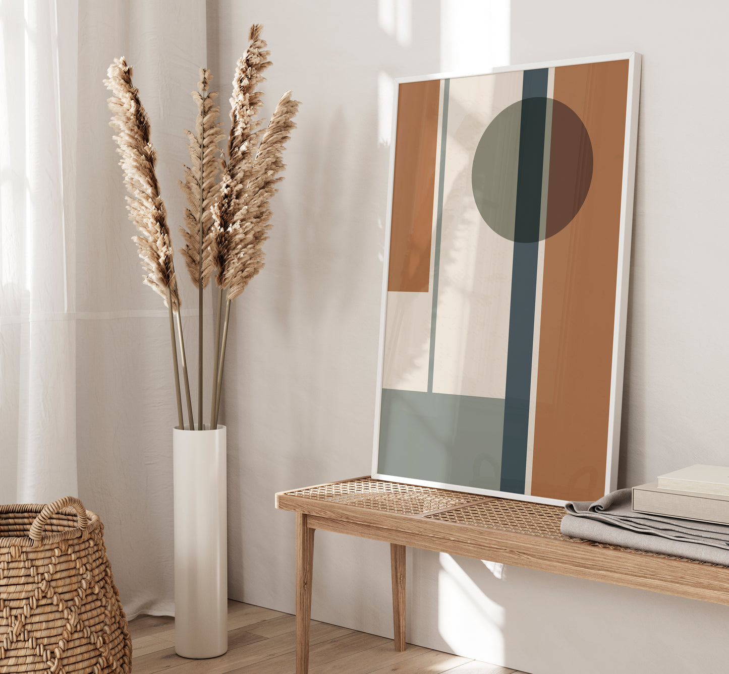 Set of 3 Green & Orange Geometric wall prints
