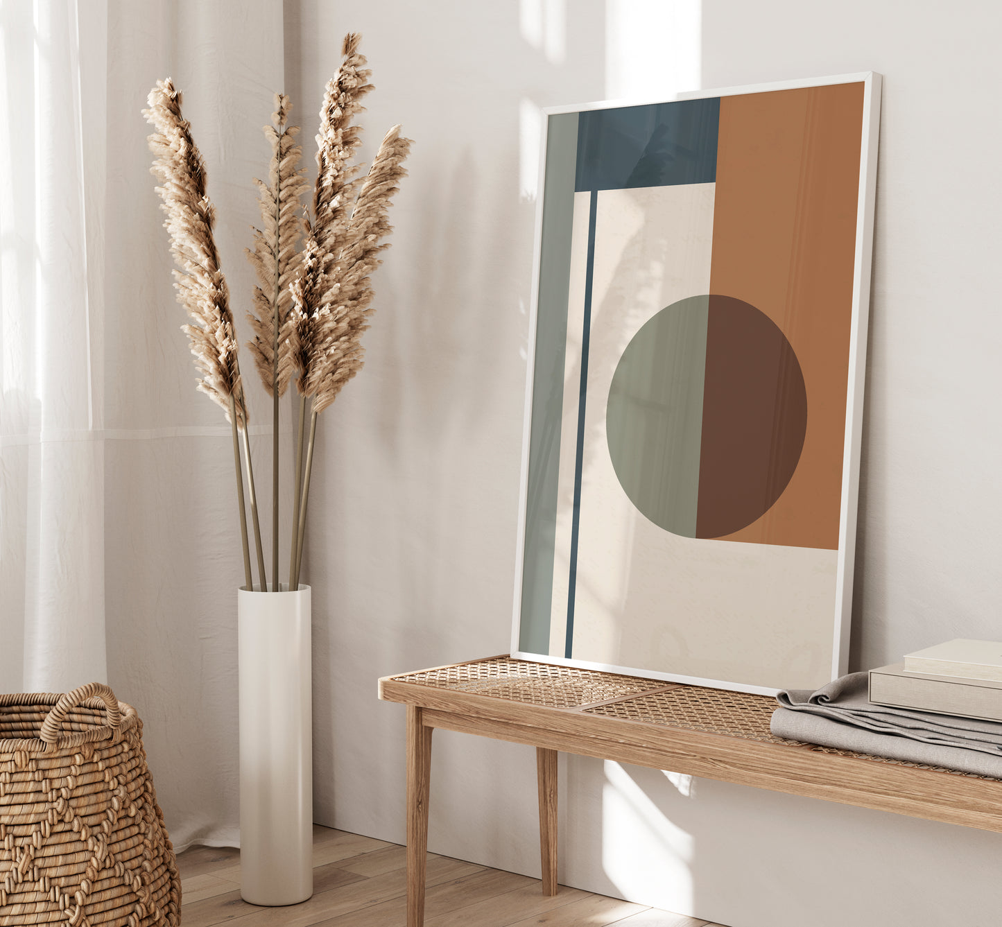 Set of 3 Green & Orange Geometric wall prints