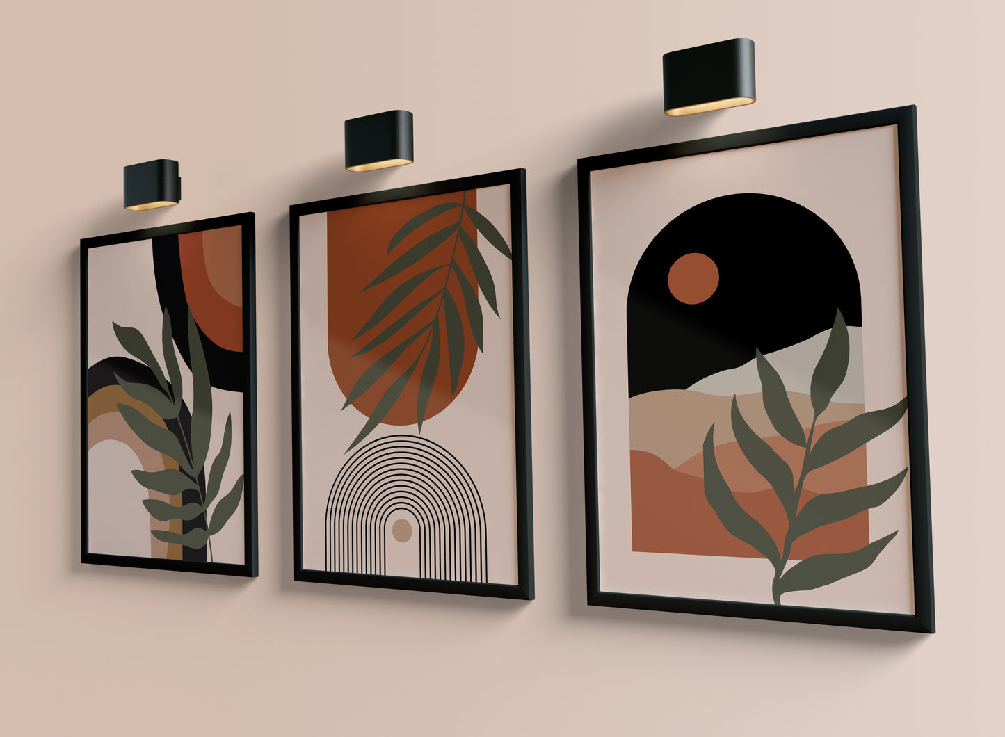 Set of 3 Terracotta Boho Abstract Wall Art Prints