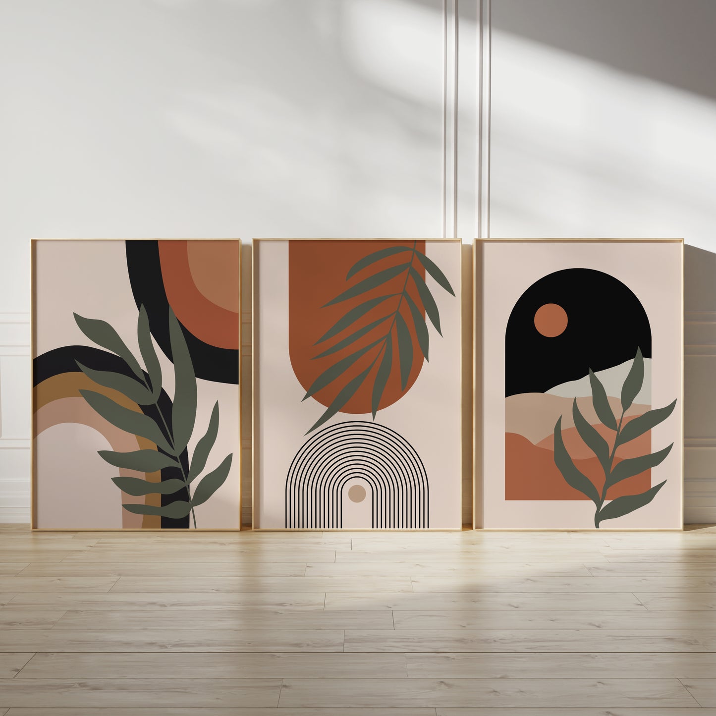 Set of 3 Terracotta Boho Abstract Wall Art Prints