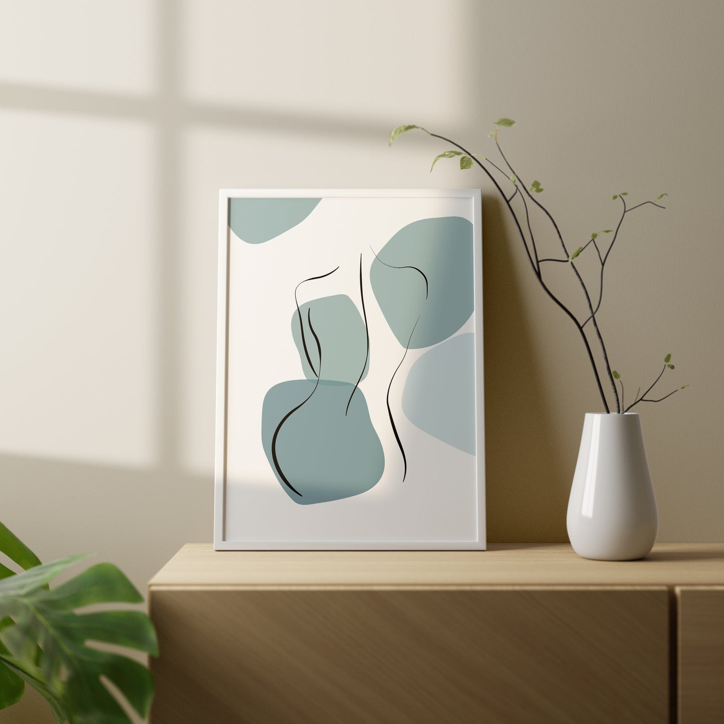 Set of 3 Teal Blue Women Wall Prints