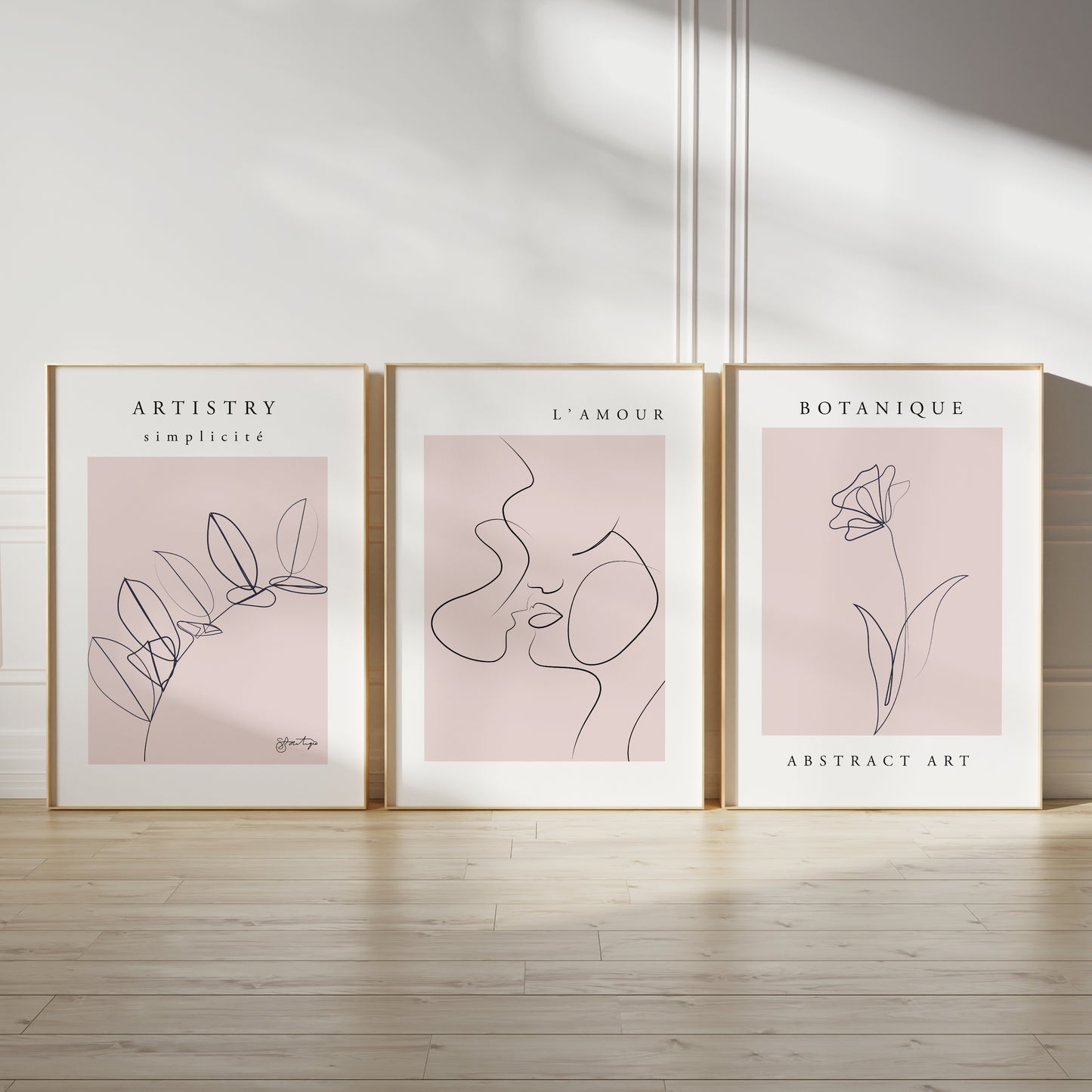 Set of 3 Pink Abstract Wall Art Prints