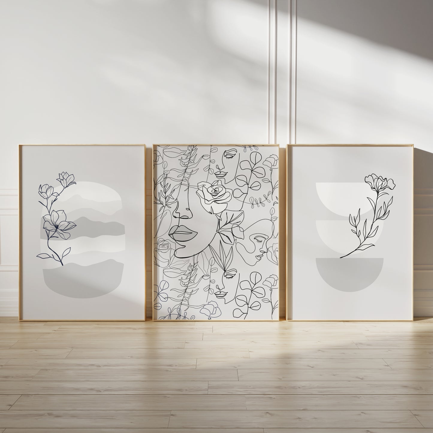 Set of 3 Grey Bedroom Wall Art Prints