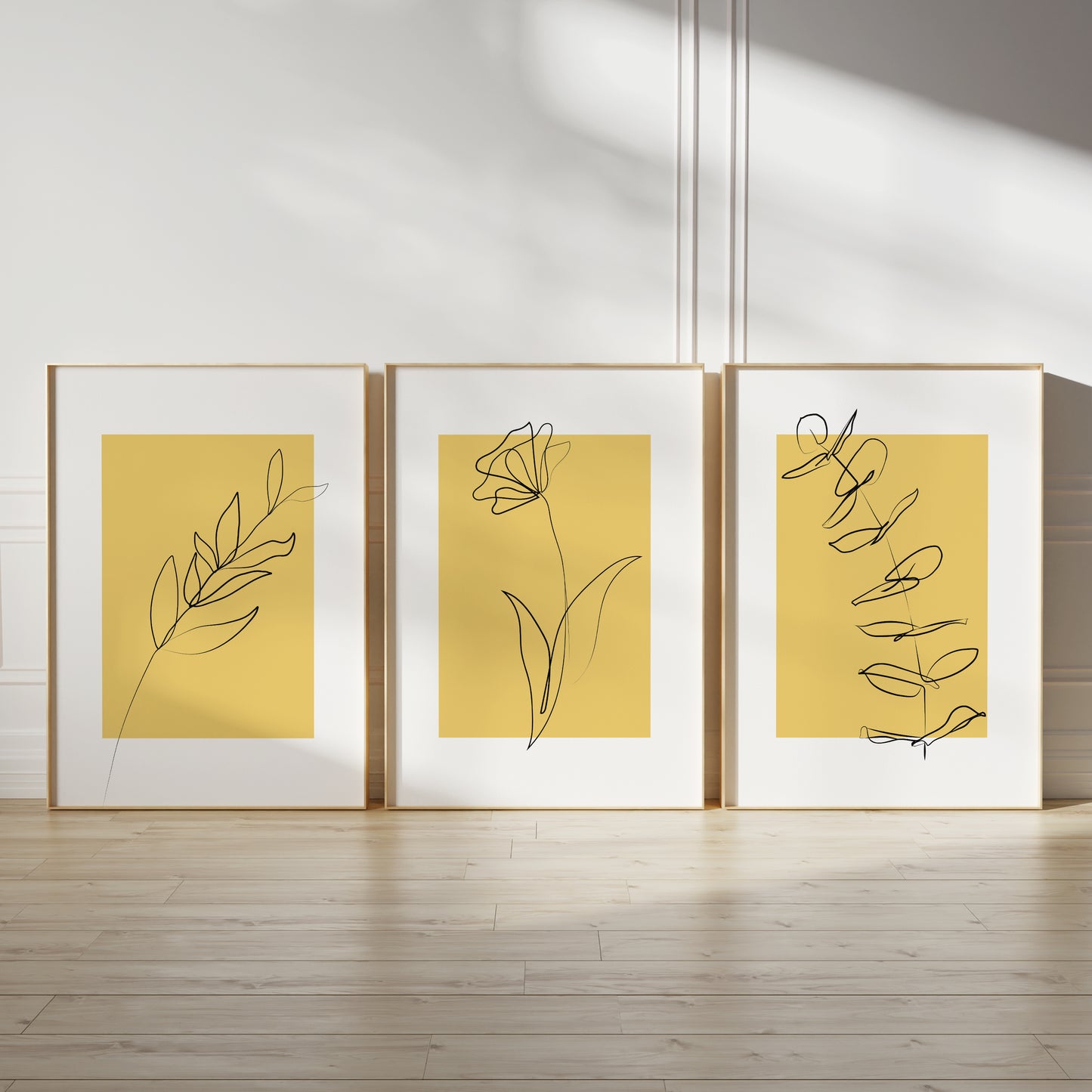 Set of 3 Yellow Botanical Wall Art Prints
