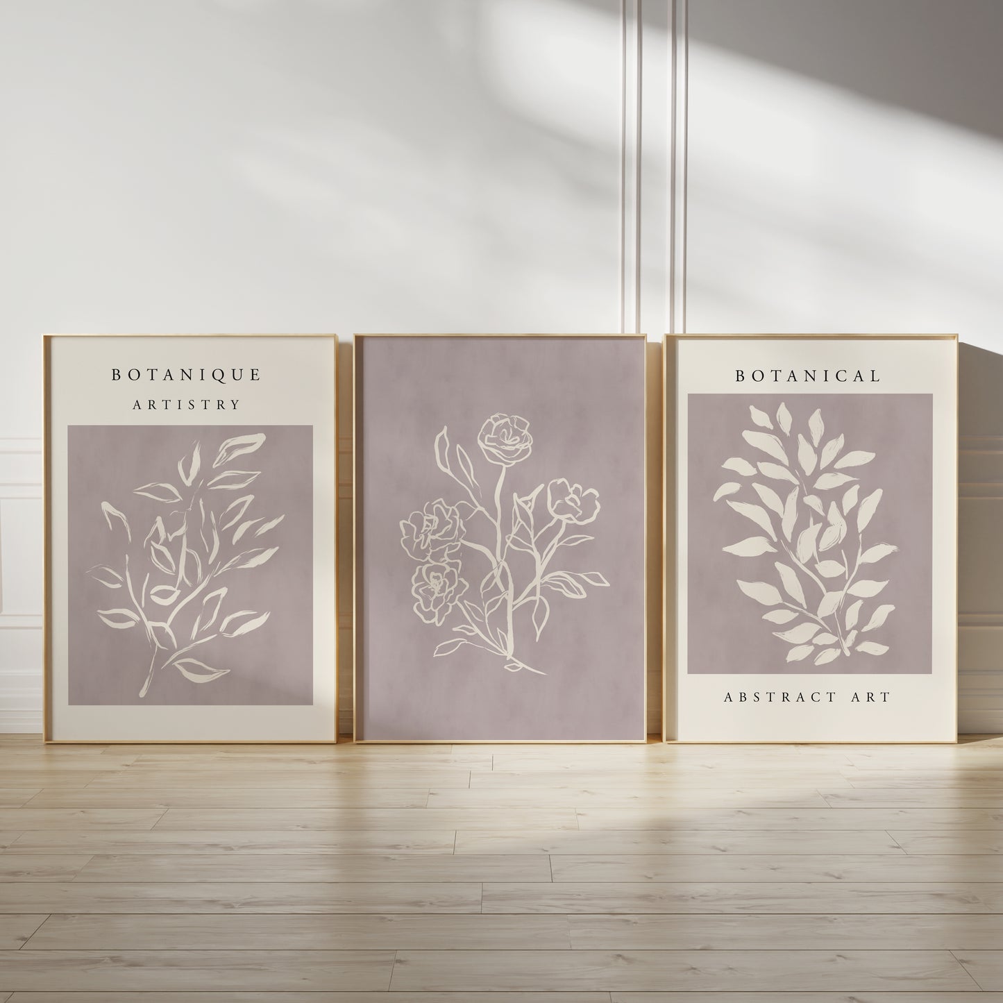 Set of 3 Mauve Pink Botanical Wall Art Prints