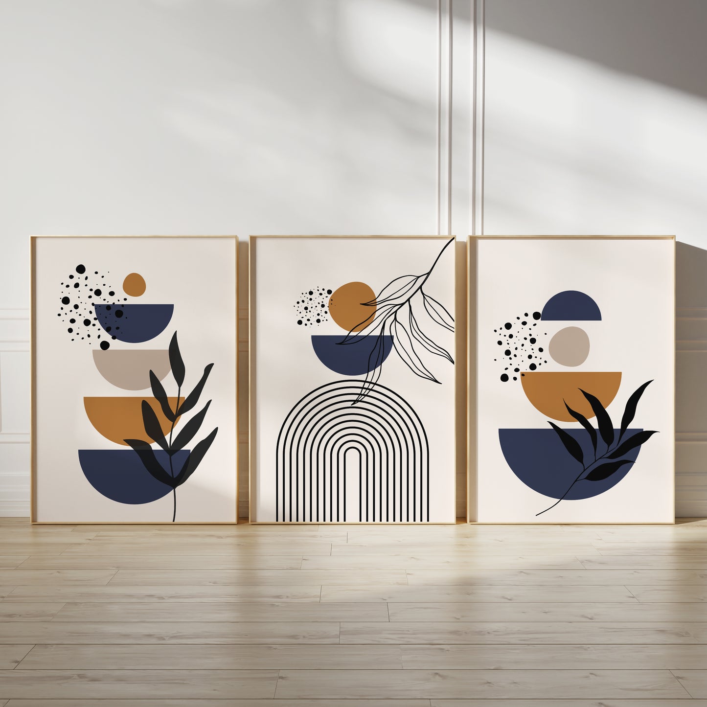 Set of 3 Navy & Rust Boho Wall Art Prints
