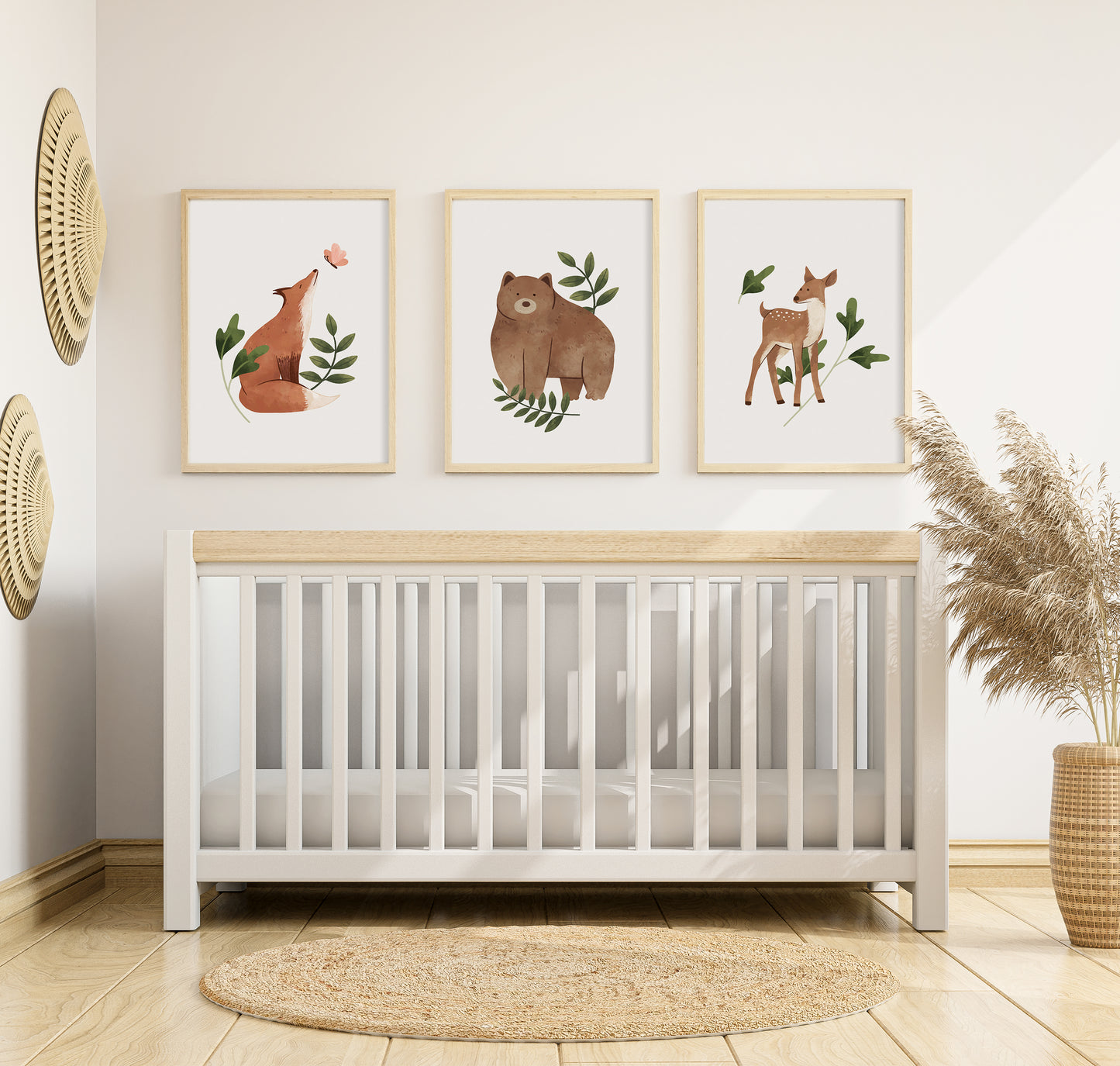 Set of 3 Woodland Animal Nursery Wall Art Prints