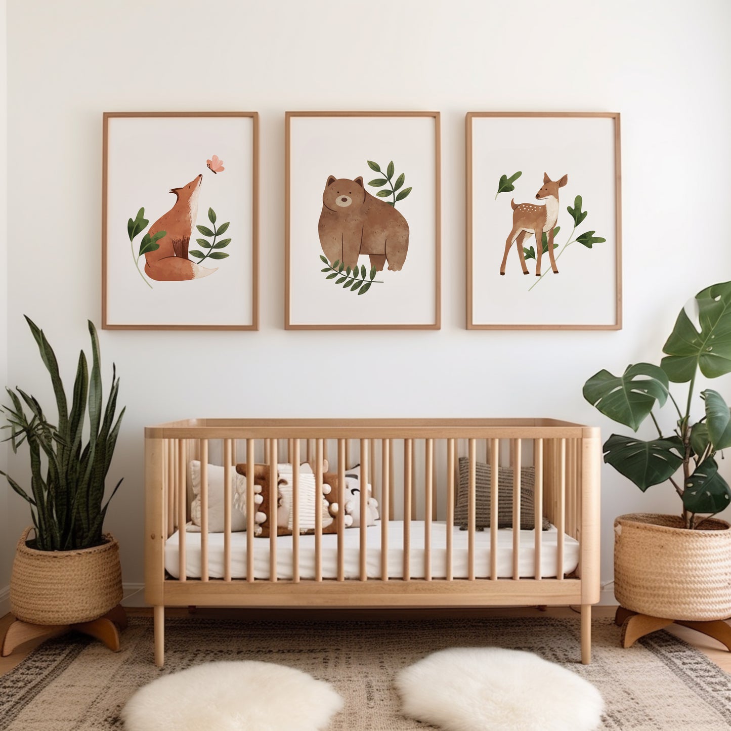 Set of 3 Woodland Animal Nursery Wall Art Prints