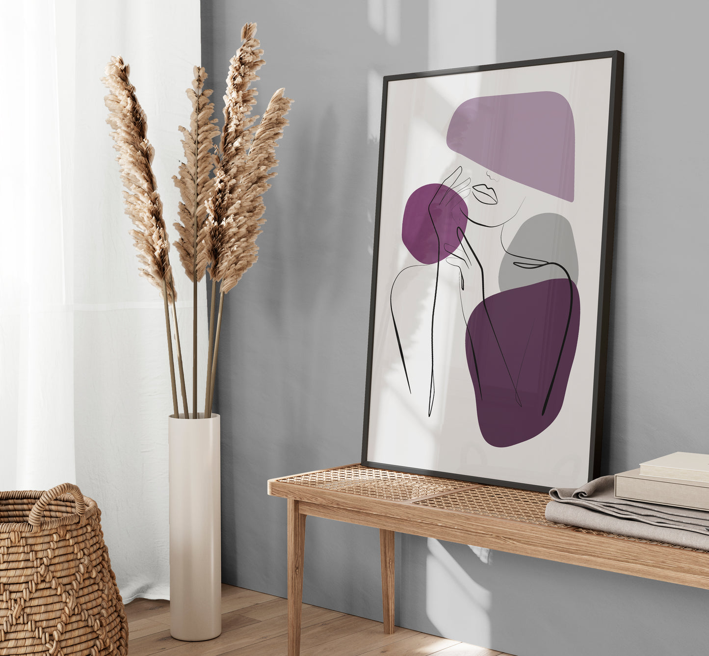 Set of 3 Purple Woman Abstract Wall Prints