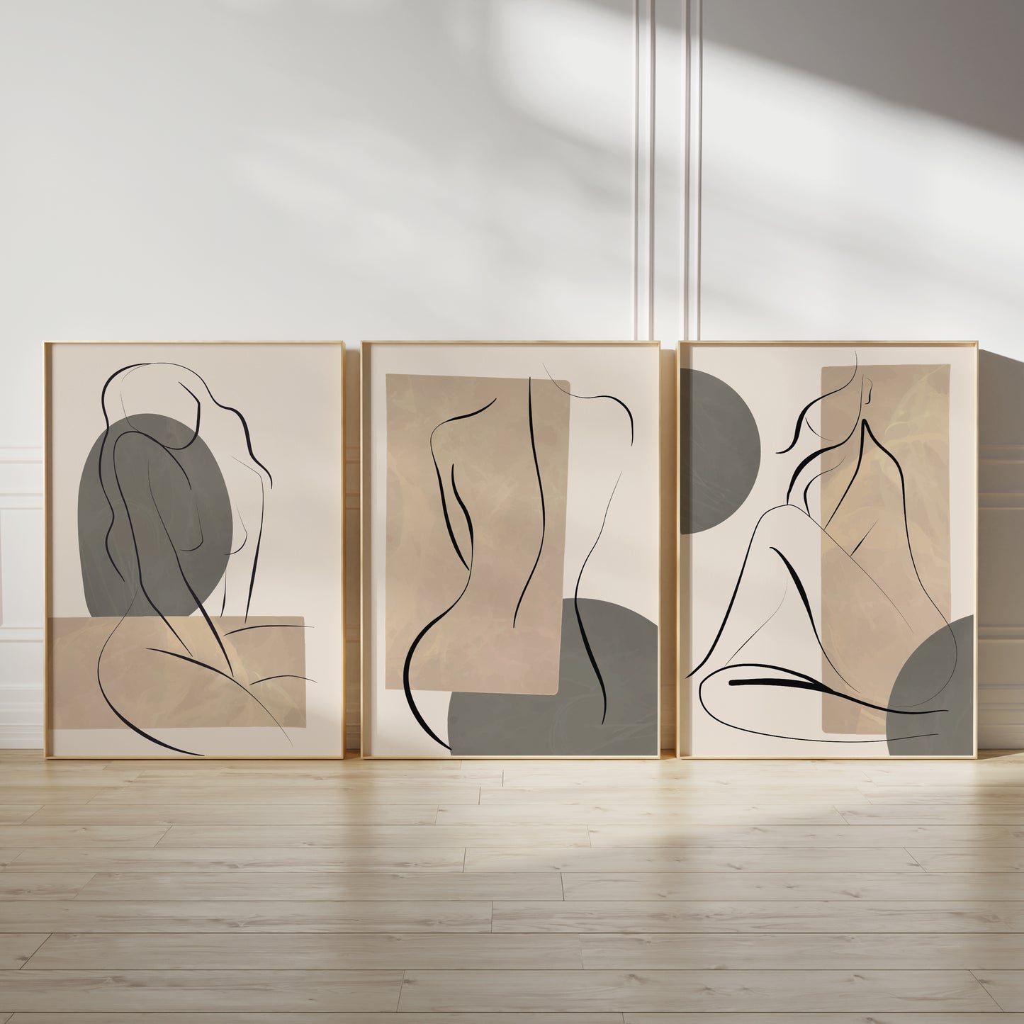 Set of 3 Taupe, Grey & Beige Wall Prints