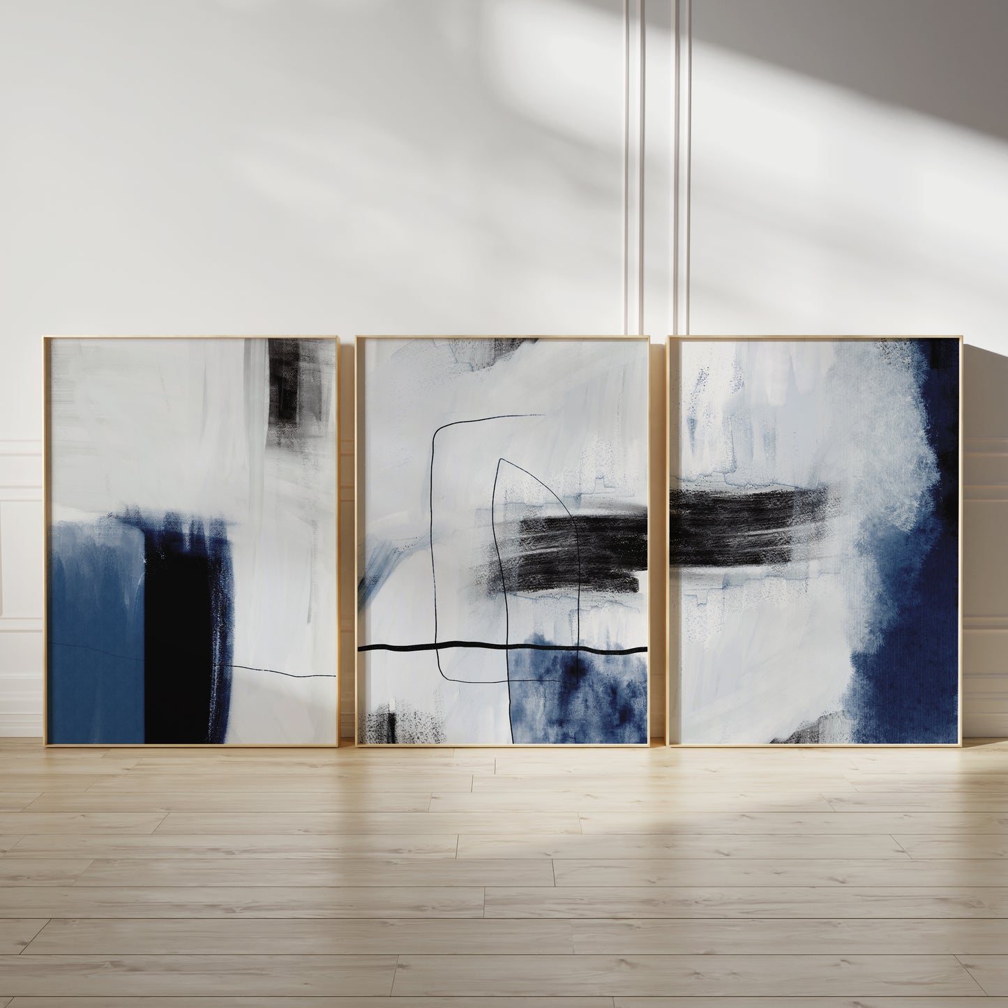 Set of 3 Blue Abstract Wall Art Prints