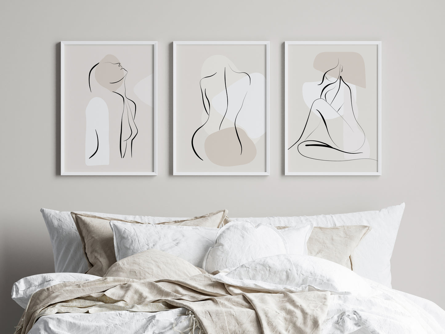 Set of 3 Neutral Bedroom Wall Art Prints