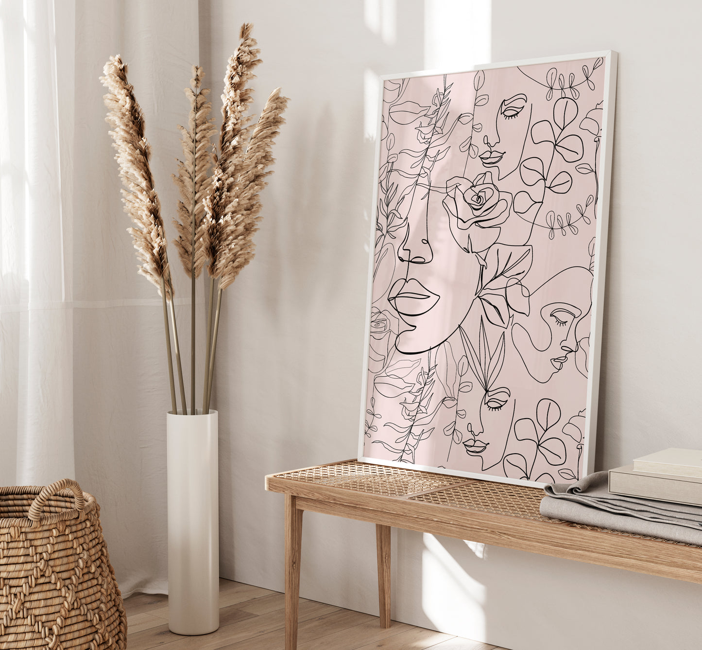 Set of 3 Pink Boho Abstract Wall Art Prints