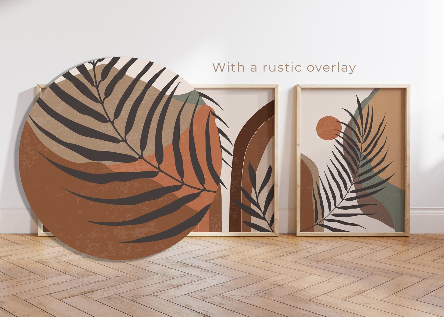 Set of 3 Terracotta & Brown Boho Abstract Wall Prints