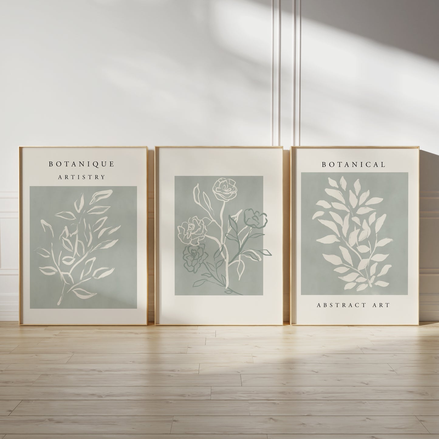 Set of 3 Sage Green Botanical Wall Art Prints