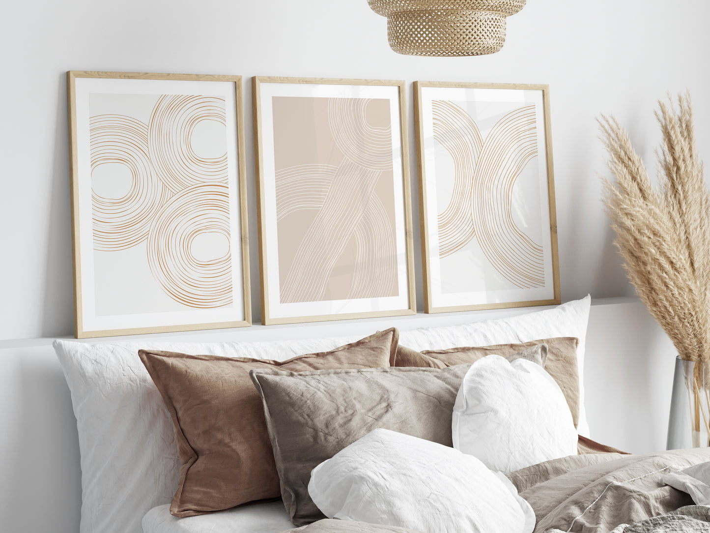 Set of 3 Neutral Circle Abstract Wall Prints