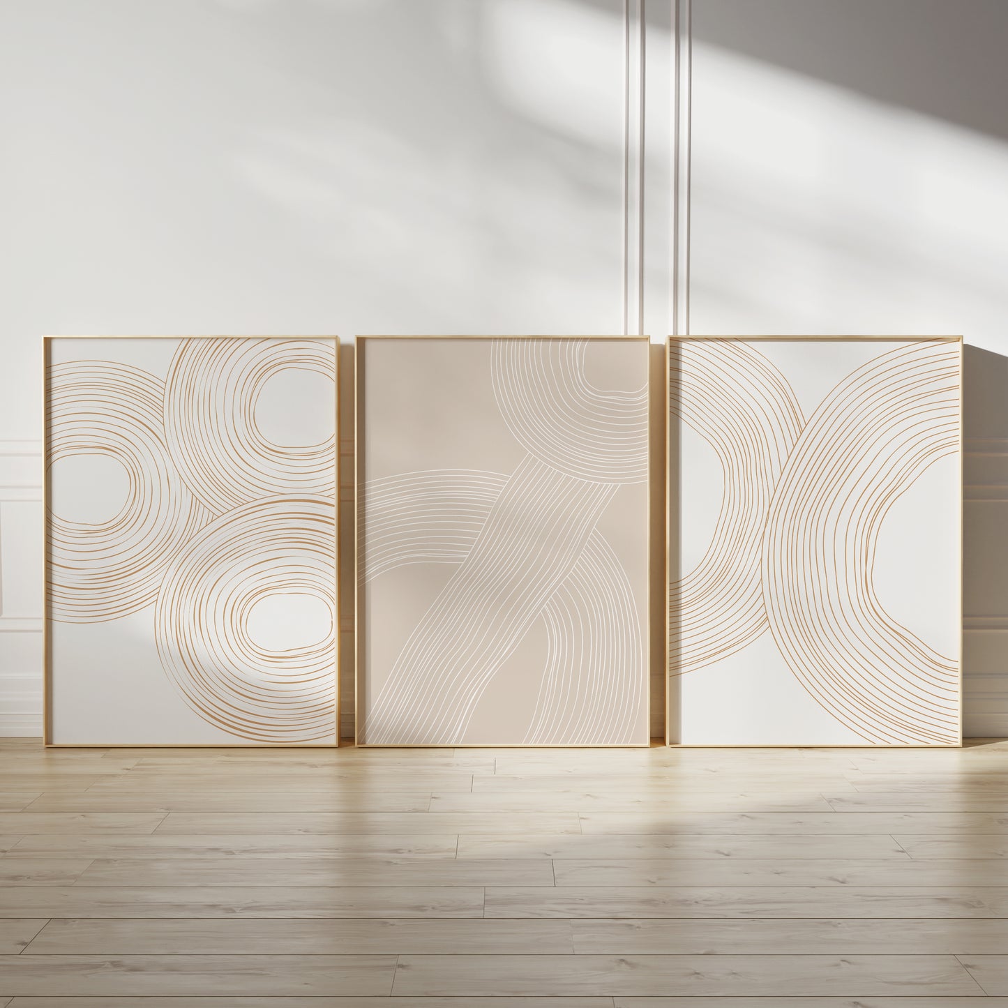 Set of 3 Neutral Circle Abstract Wall Prints