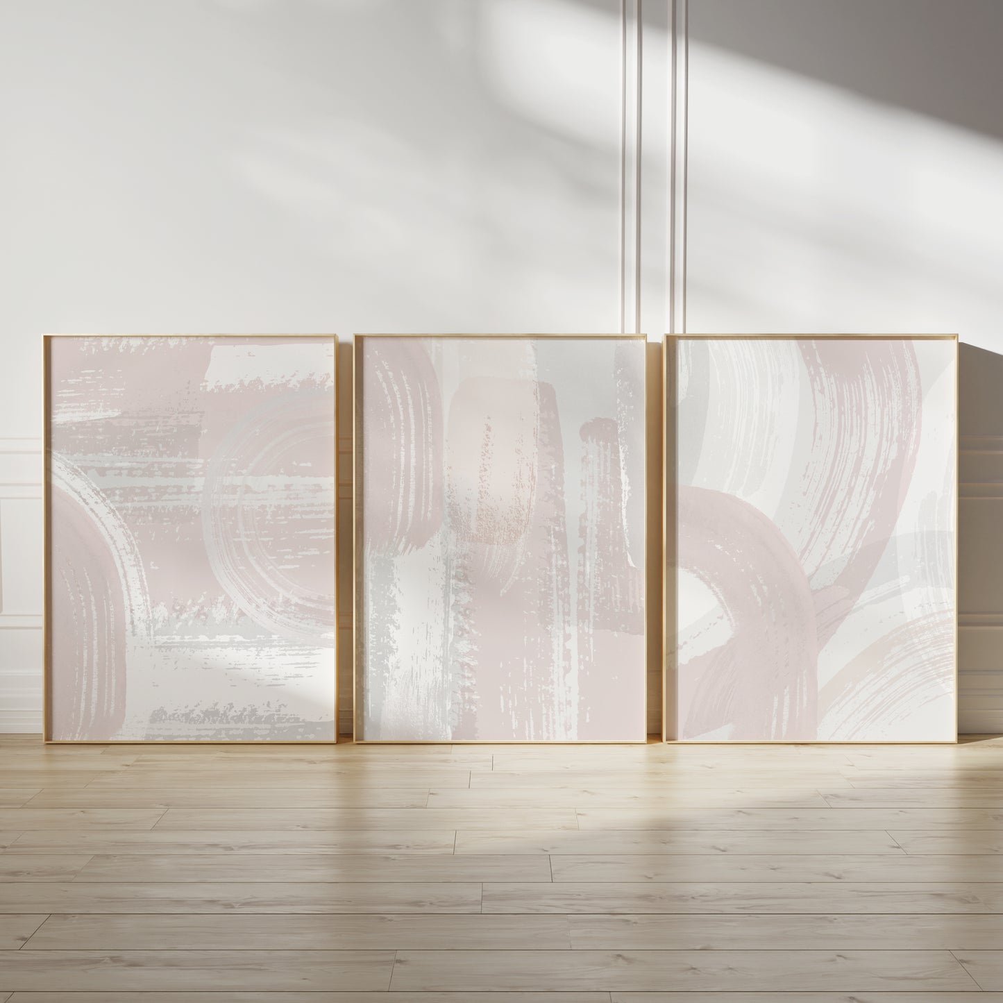 Set of 3 Blush Pink Abstract Art Prints