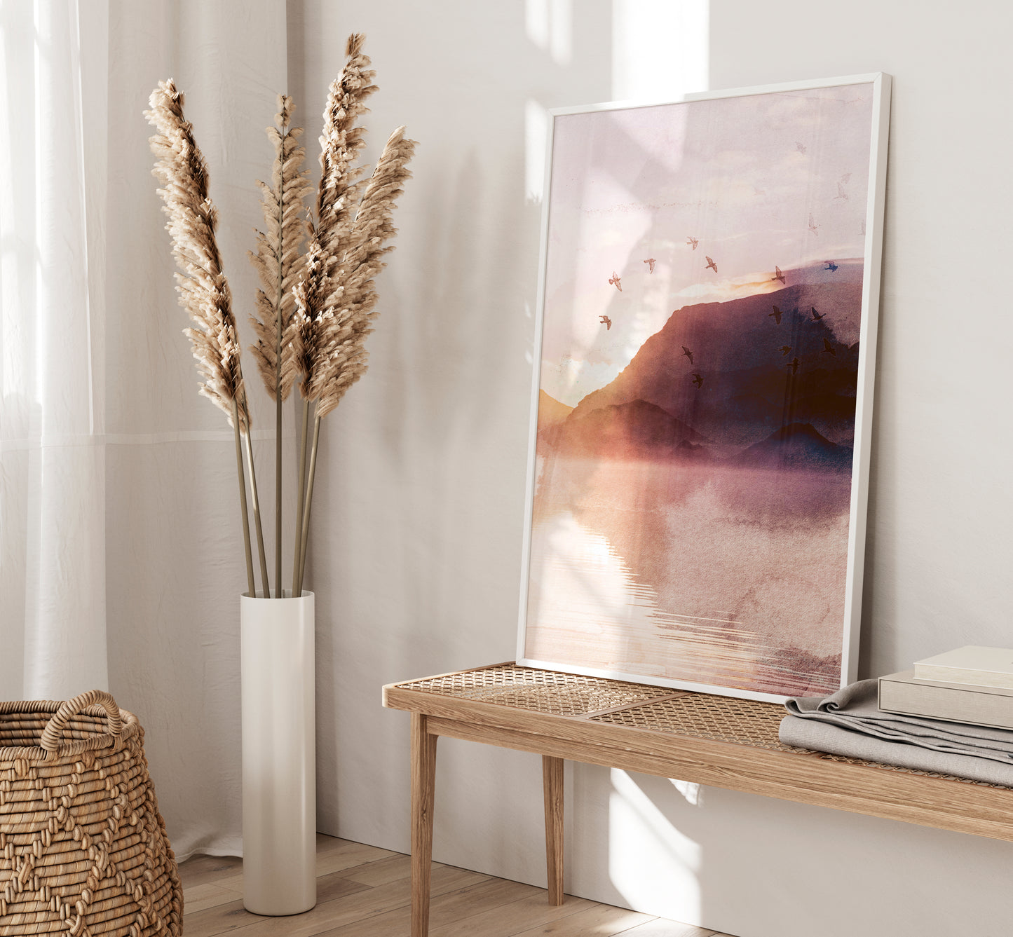 Set of 3 Pink & Purple Landscape Wall Art Prints