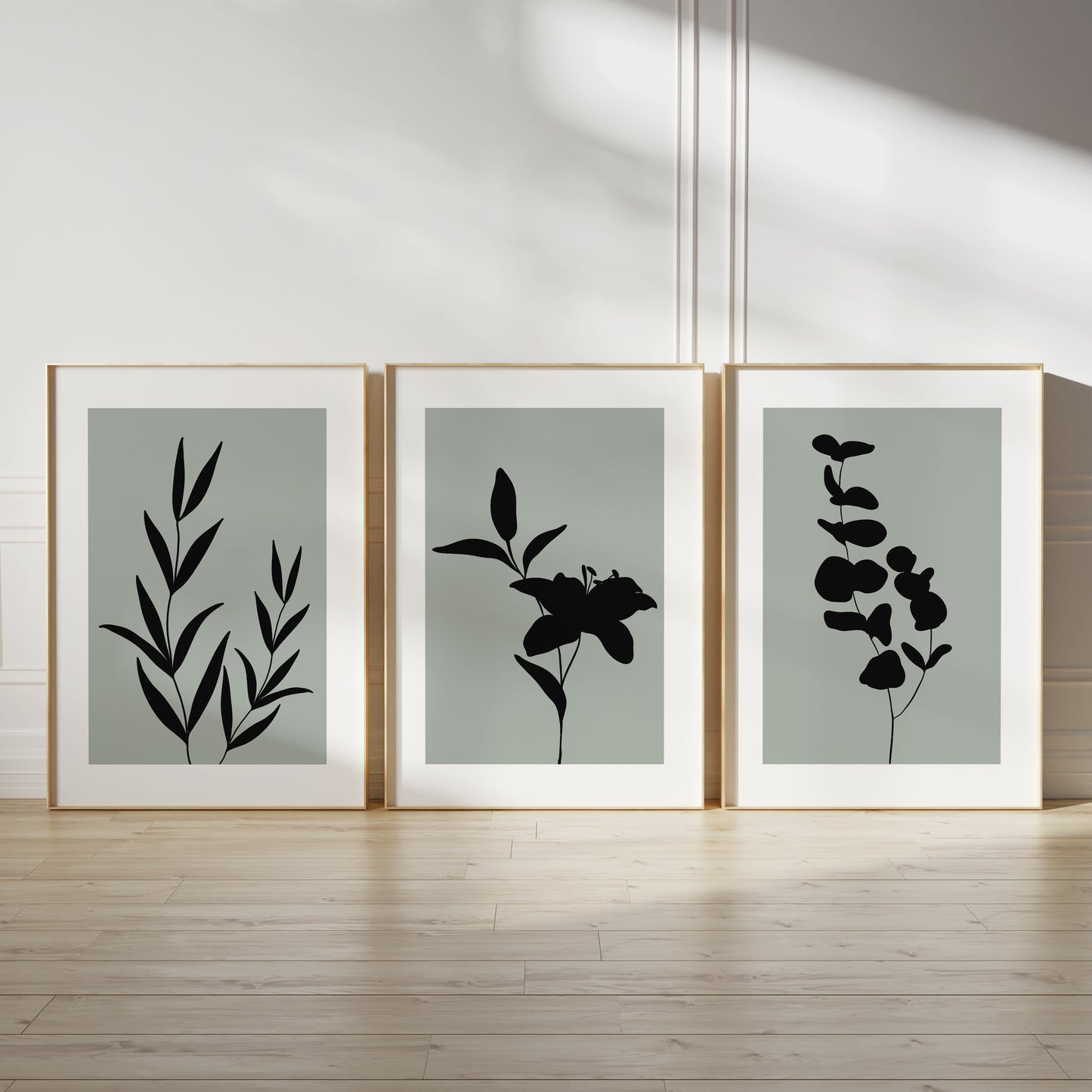 Set of 3 Sage Green Botanical Wall Art Prints