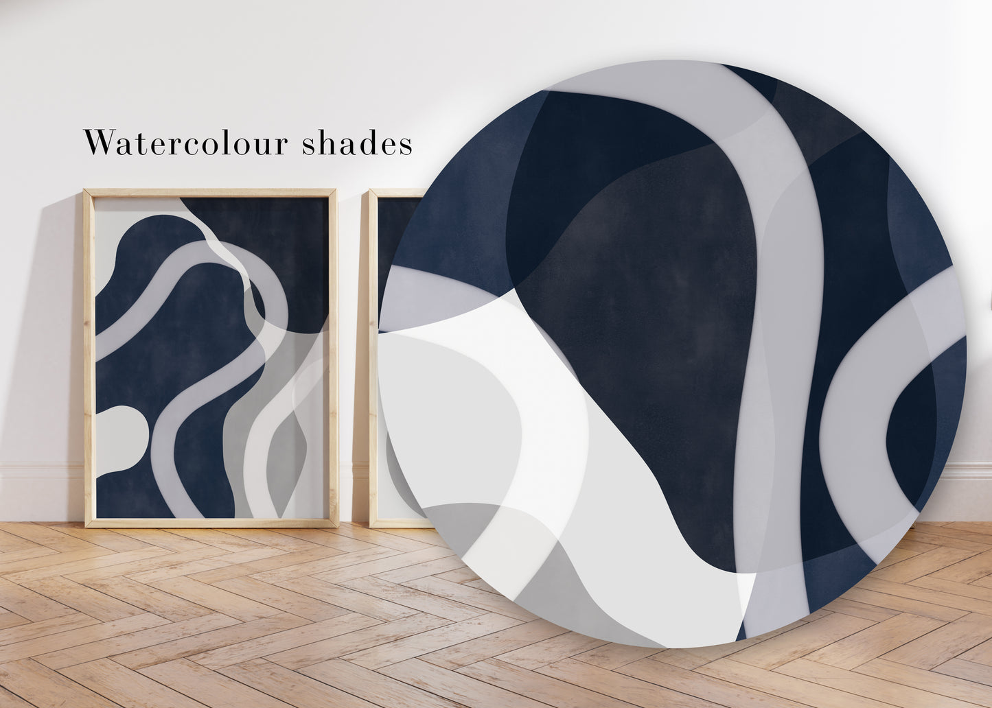 Set of 3 Navy blue abstract Home Wall Art Prints