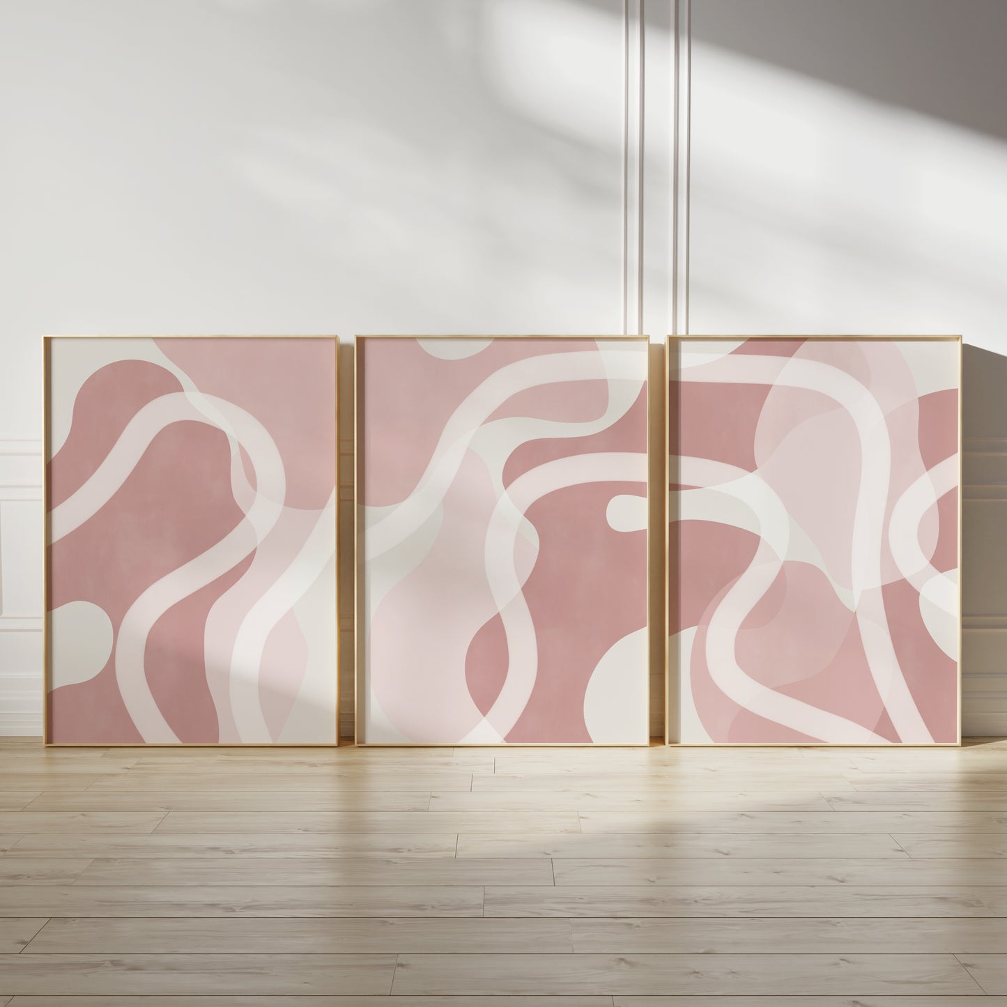 Set of 3 Pink Watercolour Abstract Wall Art Prints