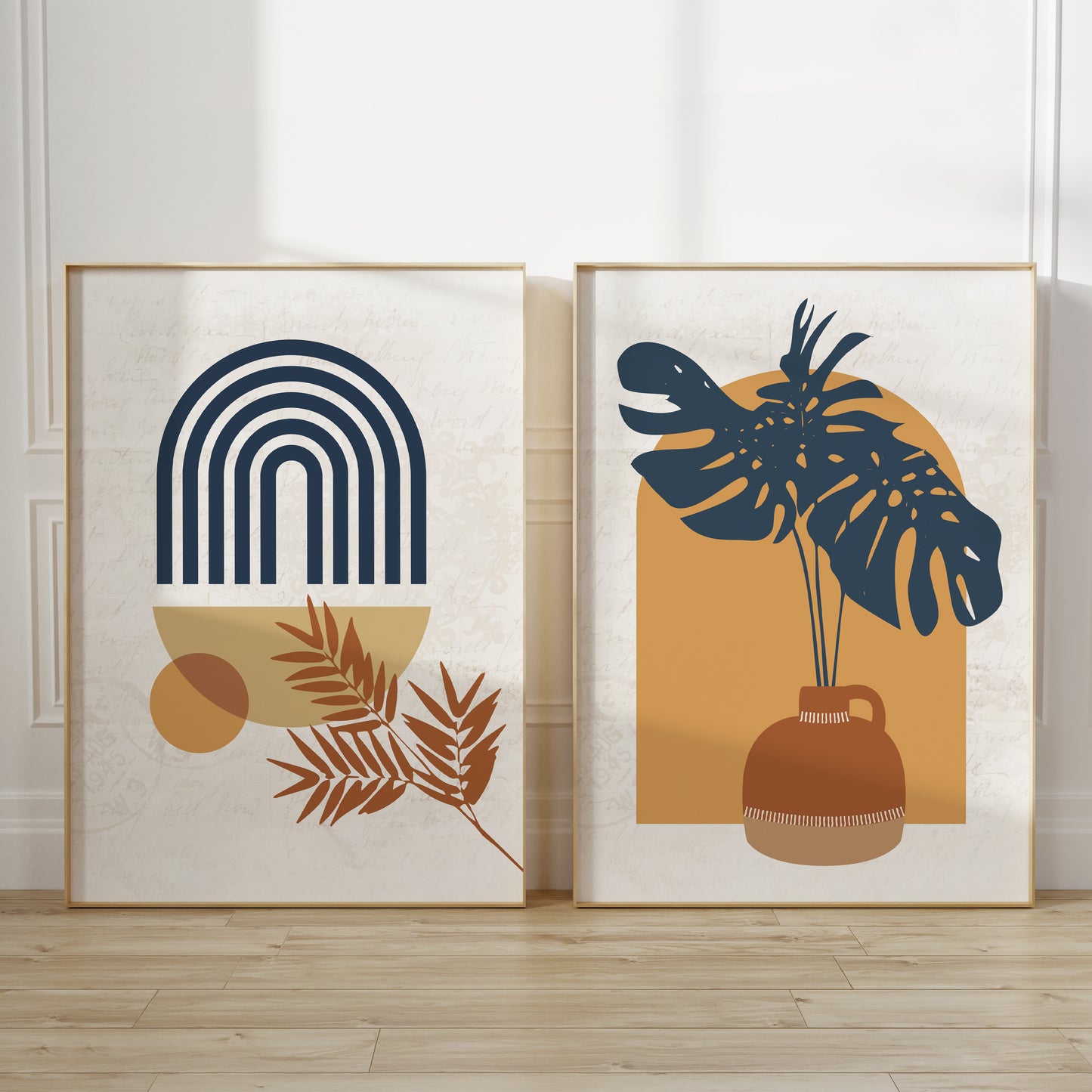 Set of 2 Mustard Boho Wall Art Prints