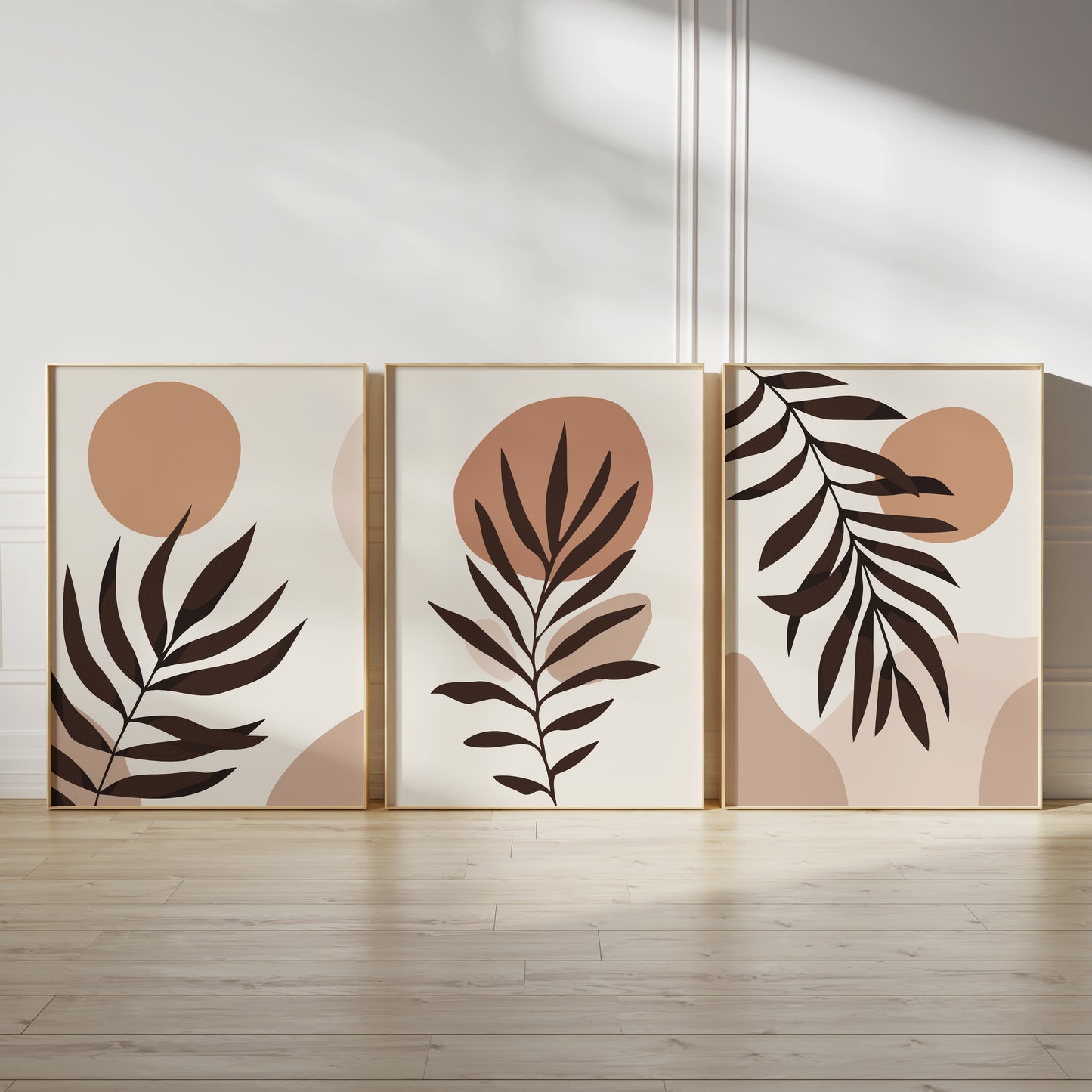 Set of 3 Neutral Leaf Boho Wall Prints