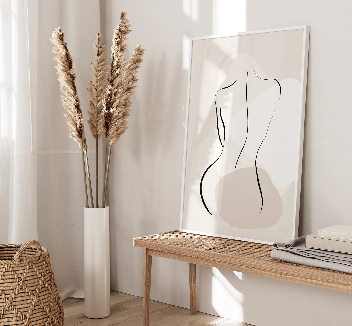 Set of 3 Neutral Abstract Bedroom Wall Prints