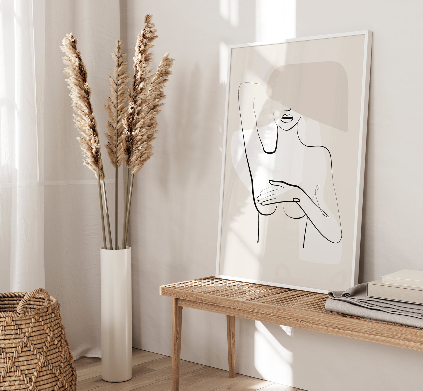 Set of 3 Neutral Abstract Bedroom Wall Prints