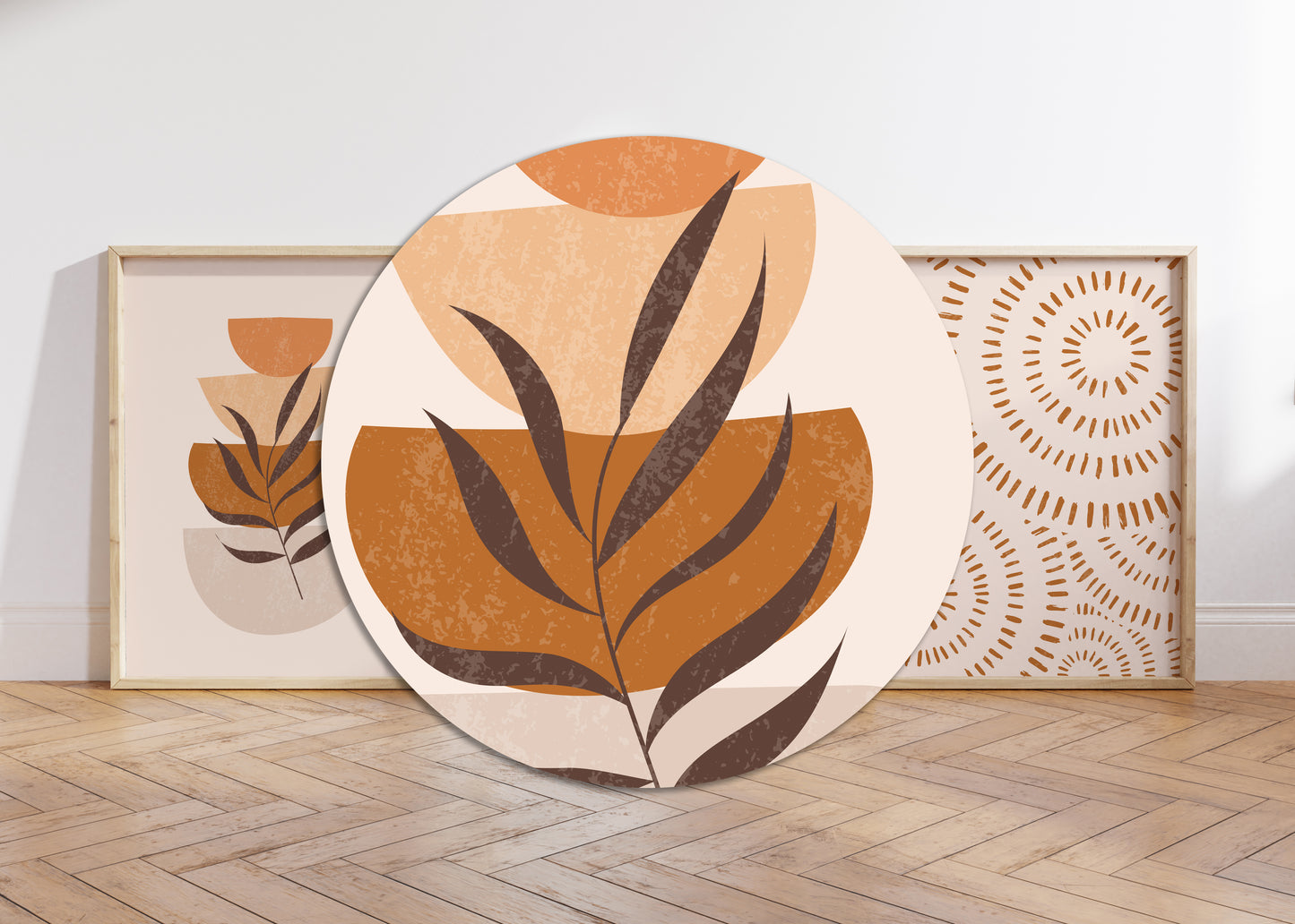 Set of 3 Orange Boho Kitchen Wall Art Prints