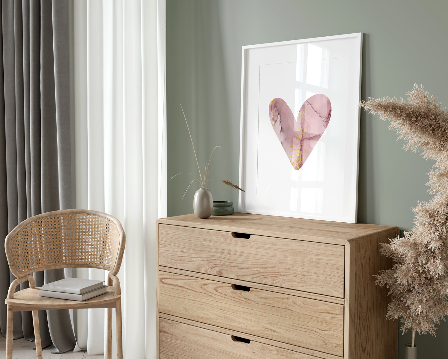 Set of 3 Pink Marble Heart Abstract Wall Prints
