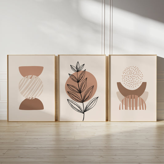 Set of 3 Neutral Boho Wall Art Prints