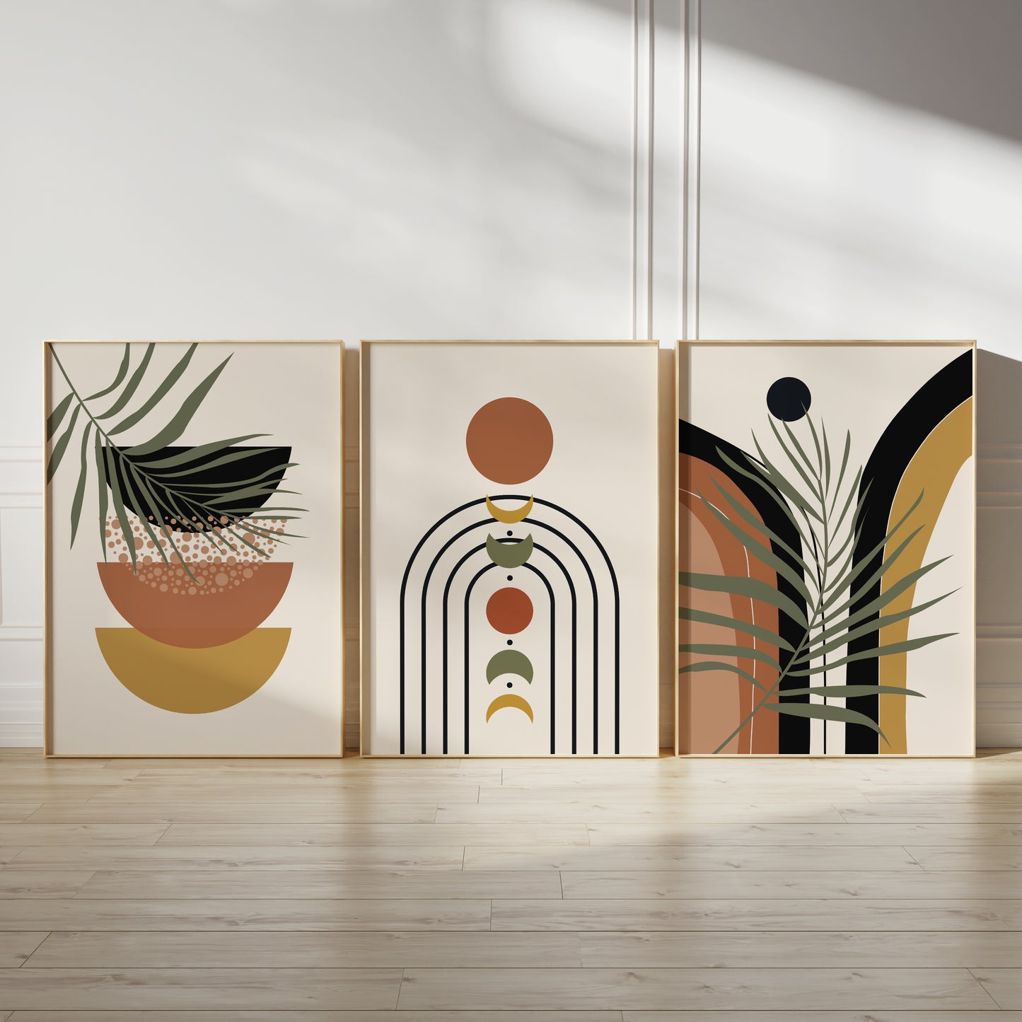 Set of 3 Terracotta Boho Abstract Wall Prints