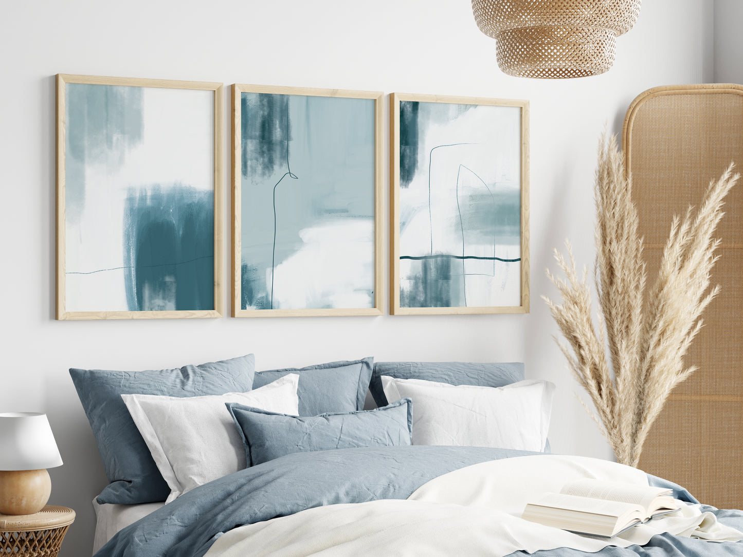 Set of 3 Blue Abstract Art Prints